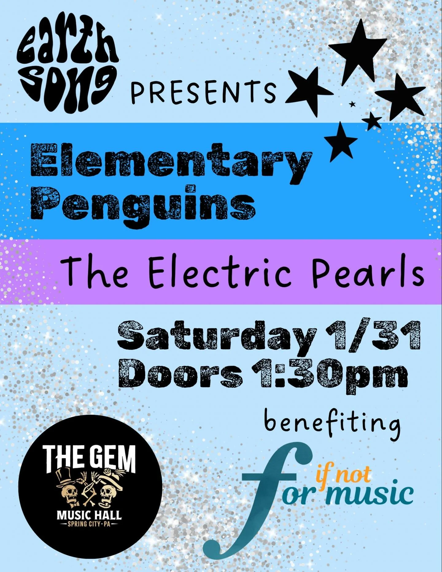 🚨show alert!!🚨 Join us at @thegemspringcity for an awesome afternoon of rock, pop, and original tunes with our student bands 🐧ELEMENTARY PENGUINS and ⚡️THE ELECTRIC PEARLS 

💕 Proceeds go to the wonderful local non-profit @if.not.for.music provid