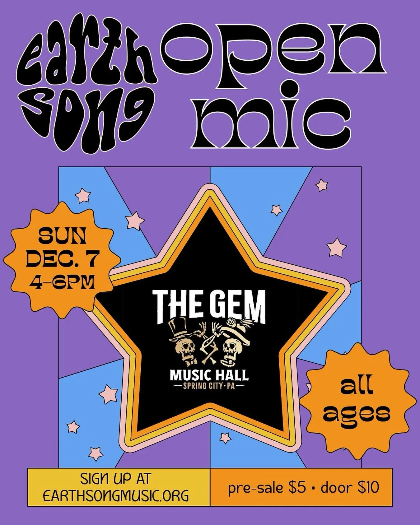 🎤✨Come on out and share what you&rsquo;ve been working on at our next open mic at @thegemspringcity on 12/7 4-6pm!

🎶 sign ups open to all Earth Song students, teachers, bands, and friends! 

📝 sign up in advance to secure your spot at EarthSongMu