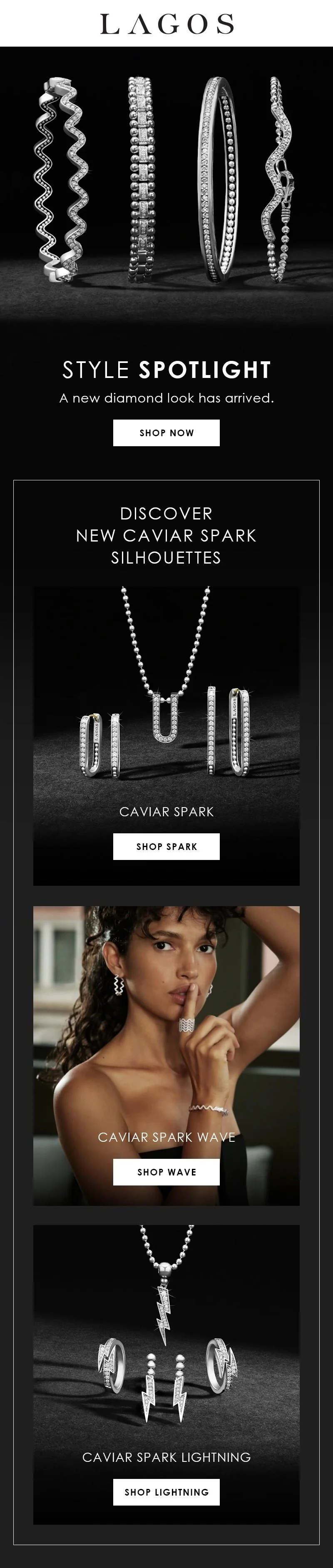 An email about new diamond styles at LAGOS