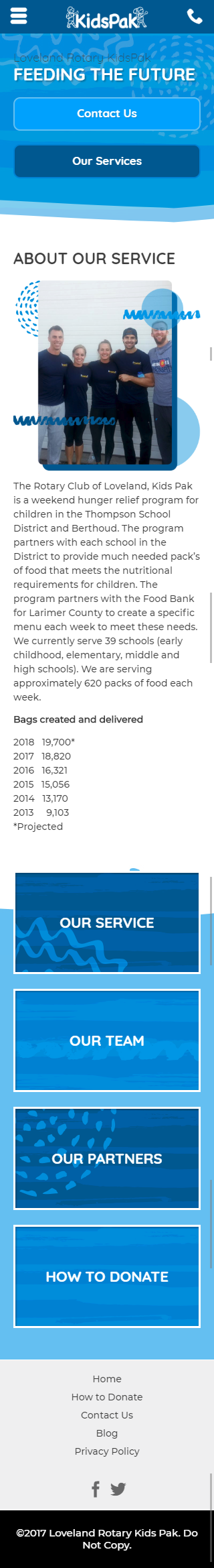 The mobile view of an interior page from the redesigned site