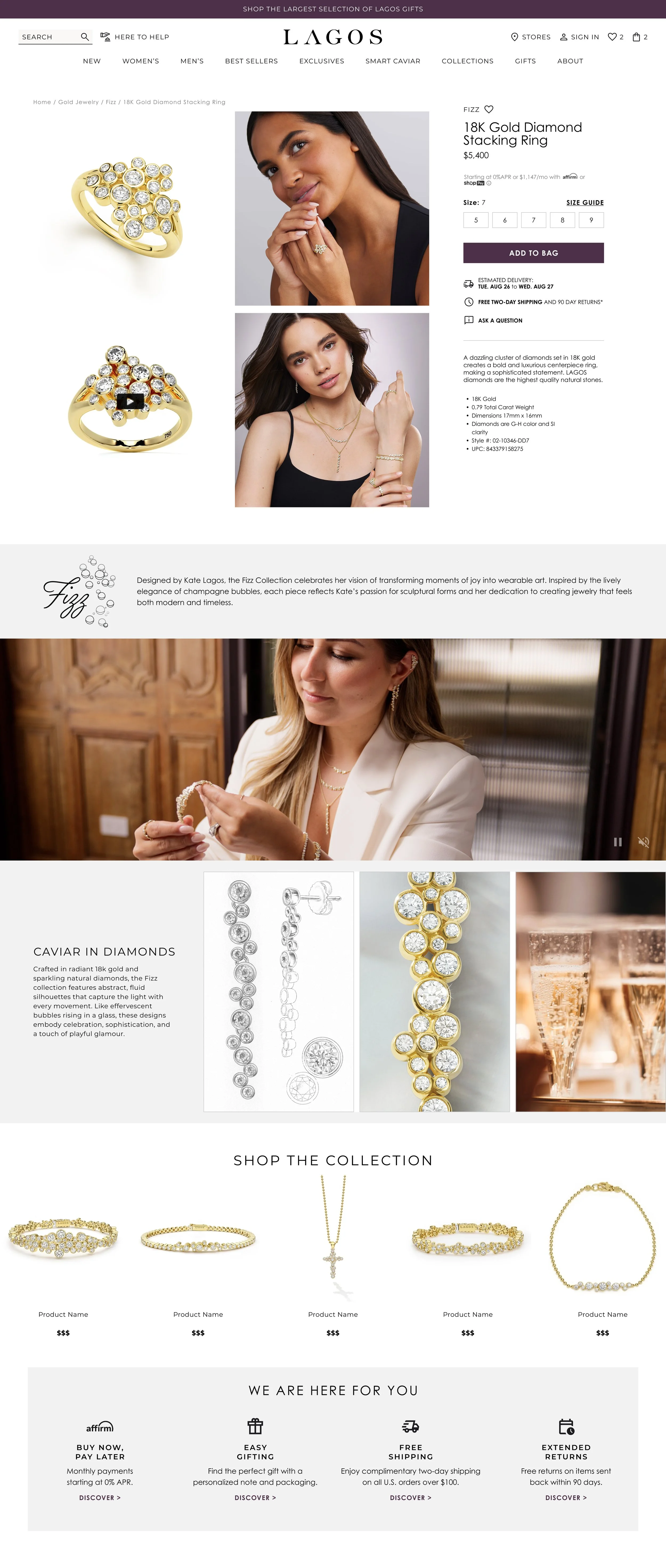 Screenshot of a Fizz ring product description page