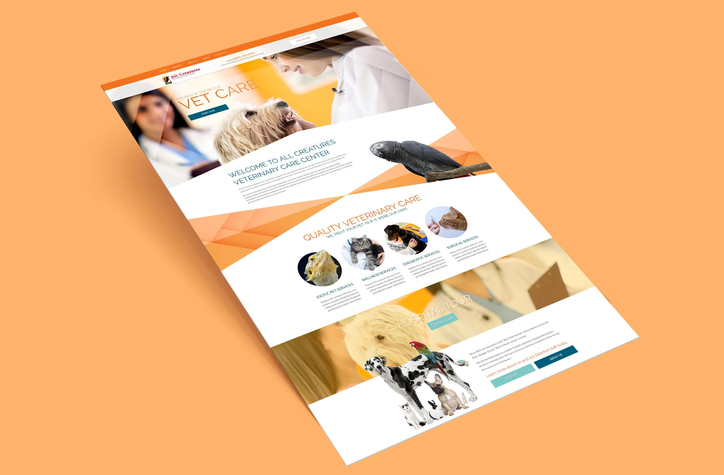 Homepage for a vet clinic