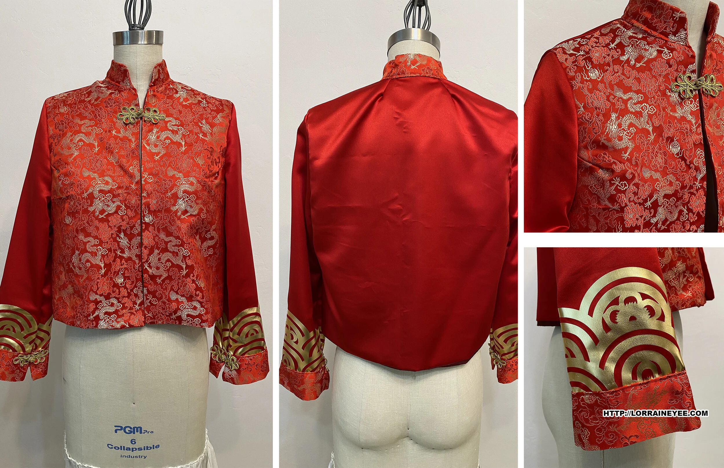 Simple jacket created with fabric remnants to celebrate the Lunar New Year; fully lined.