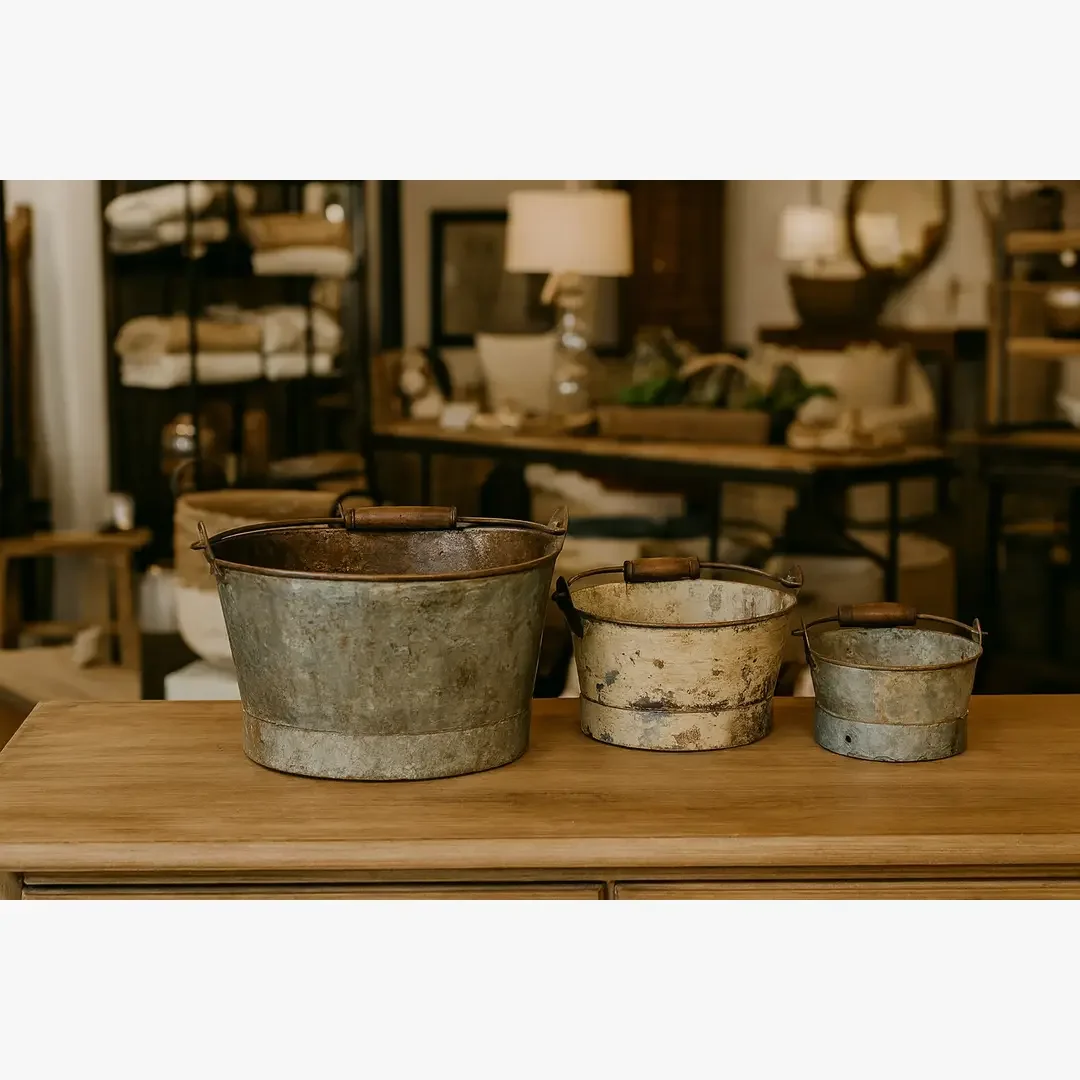 Galvanized Wide Bucket Nesting (Set/3)