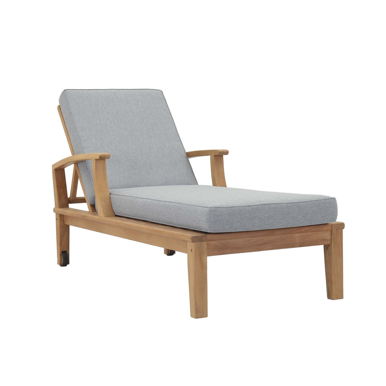 Outdoor Teak Pool Chair Patio Lounger Chaise with Cushions