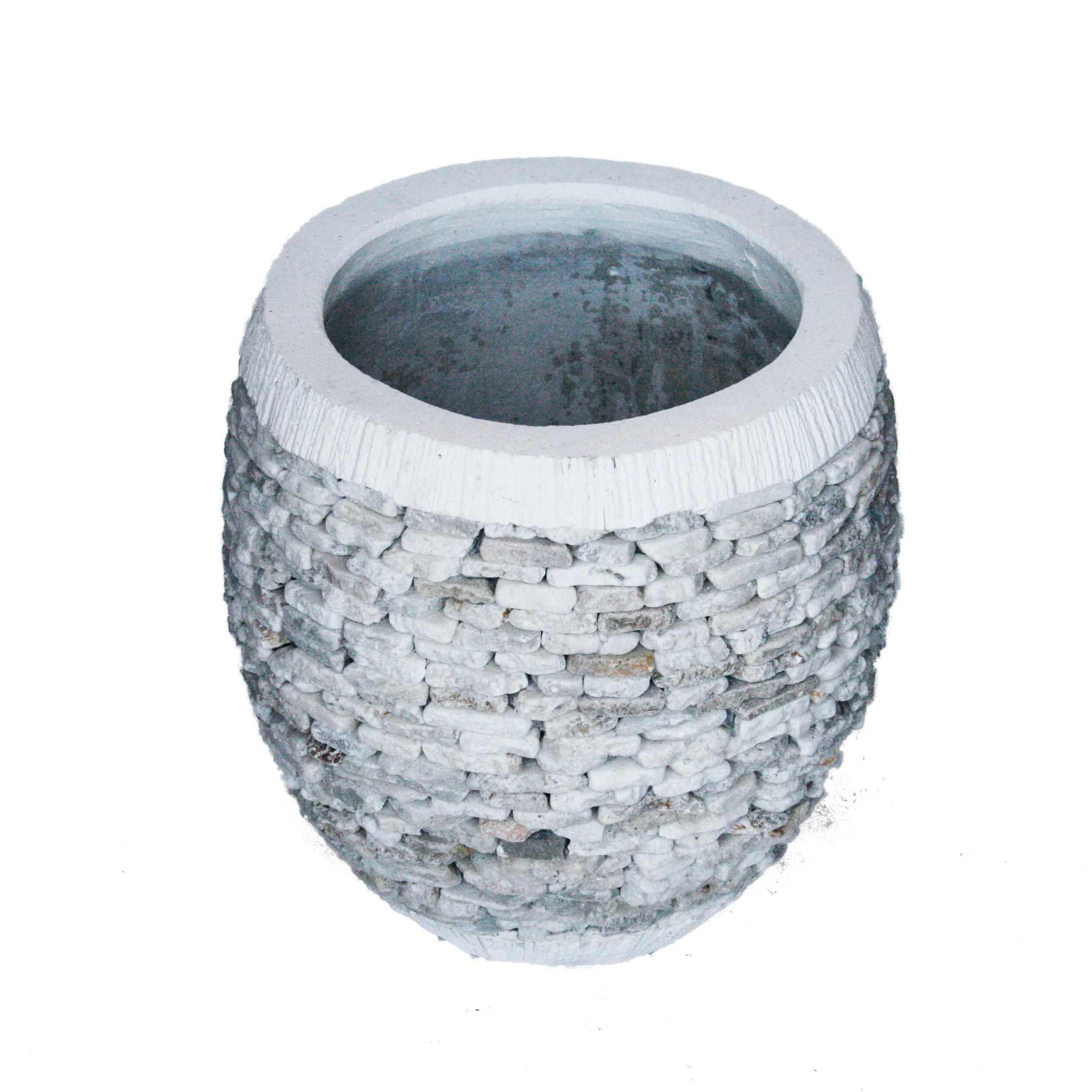 Large White Cut Stone Indoor Outdoor Flower Pot
