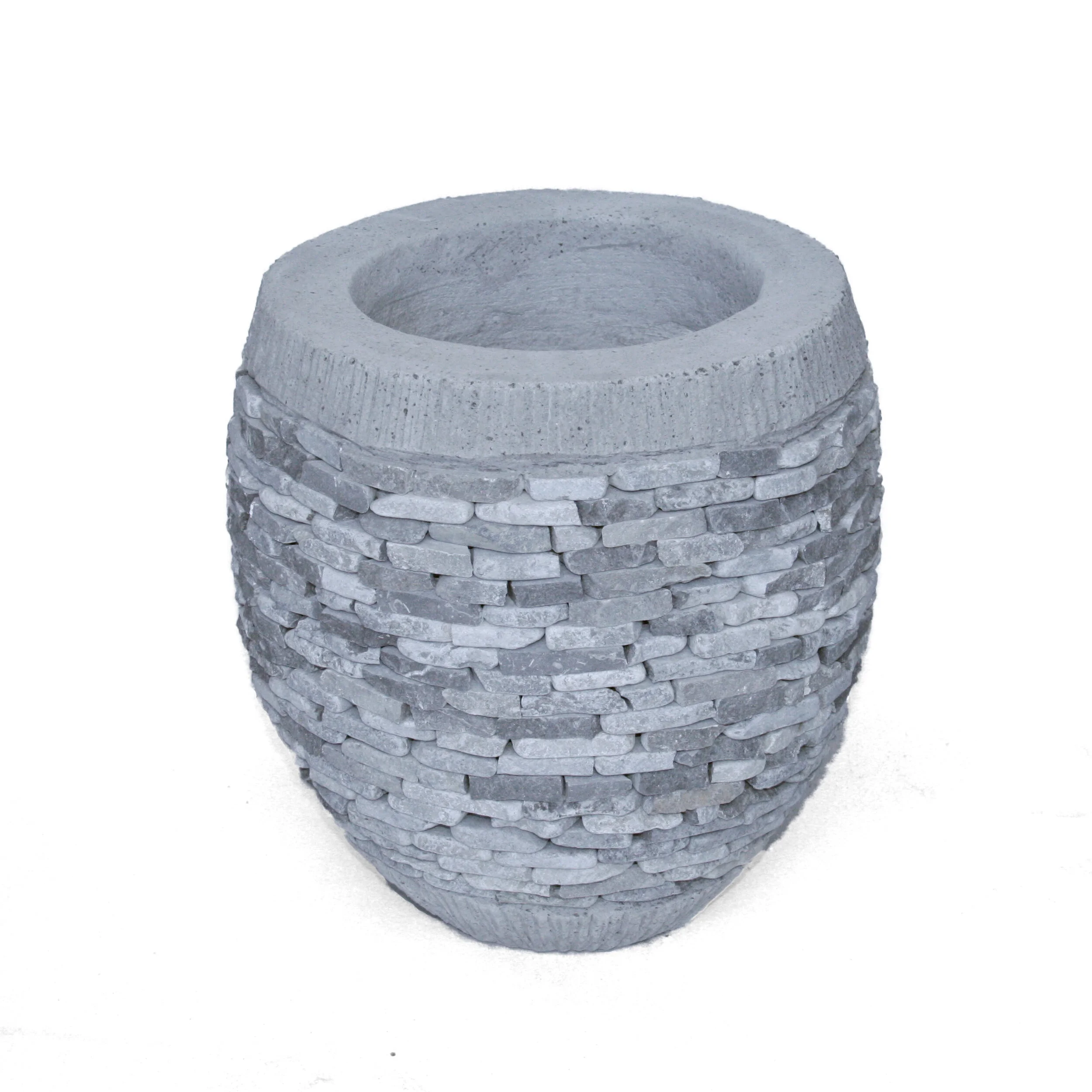 Large Grey Cut Stone Indoor Outdoor Flower Pot