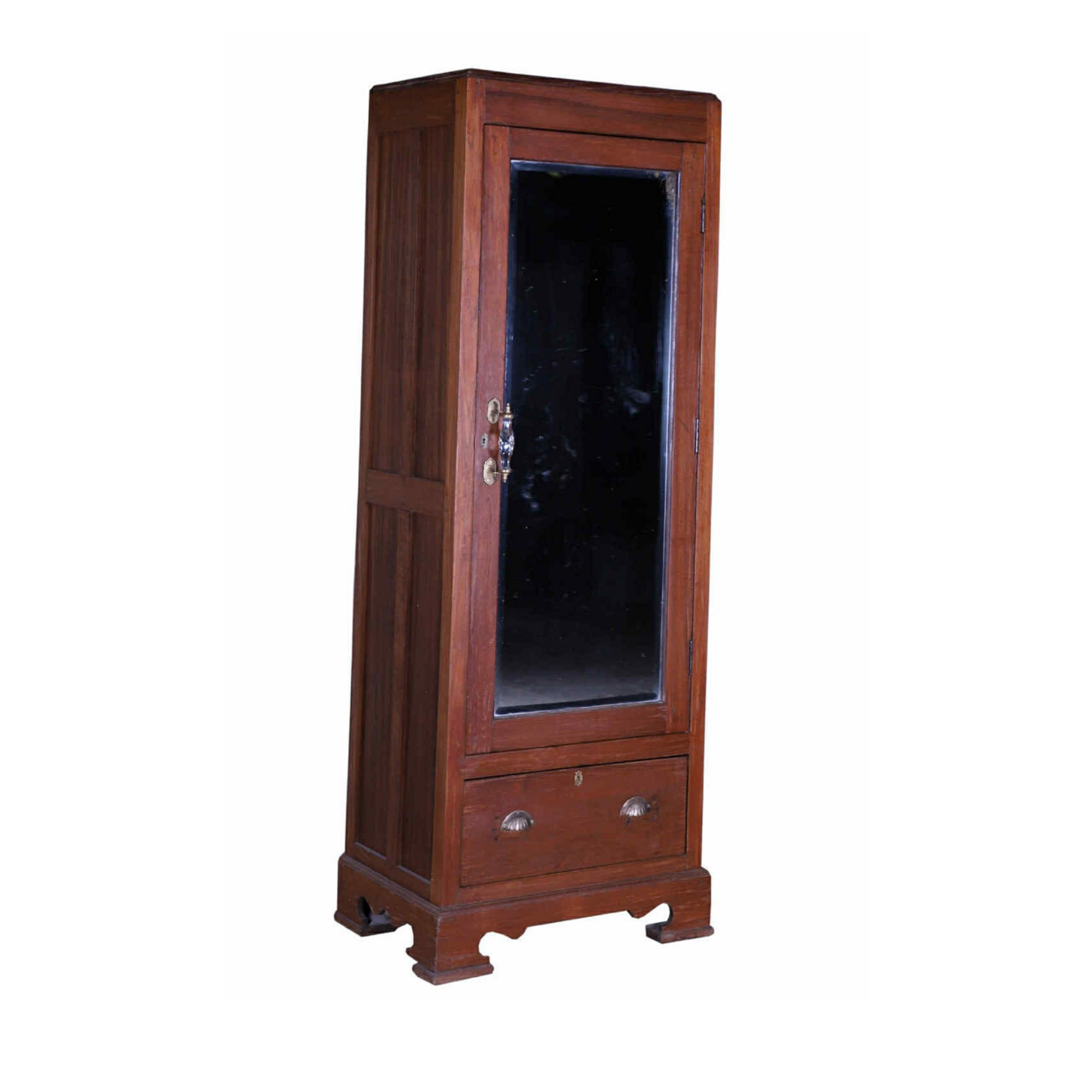 Rustic Wooden Wardrobe with Mirror