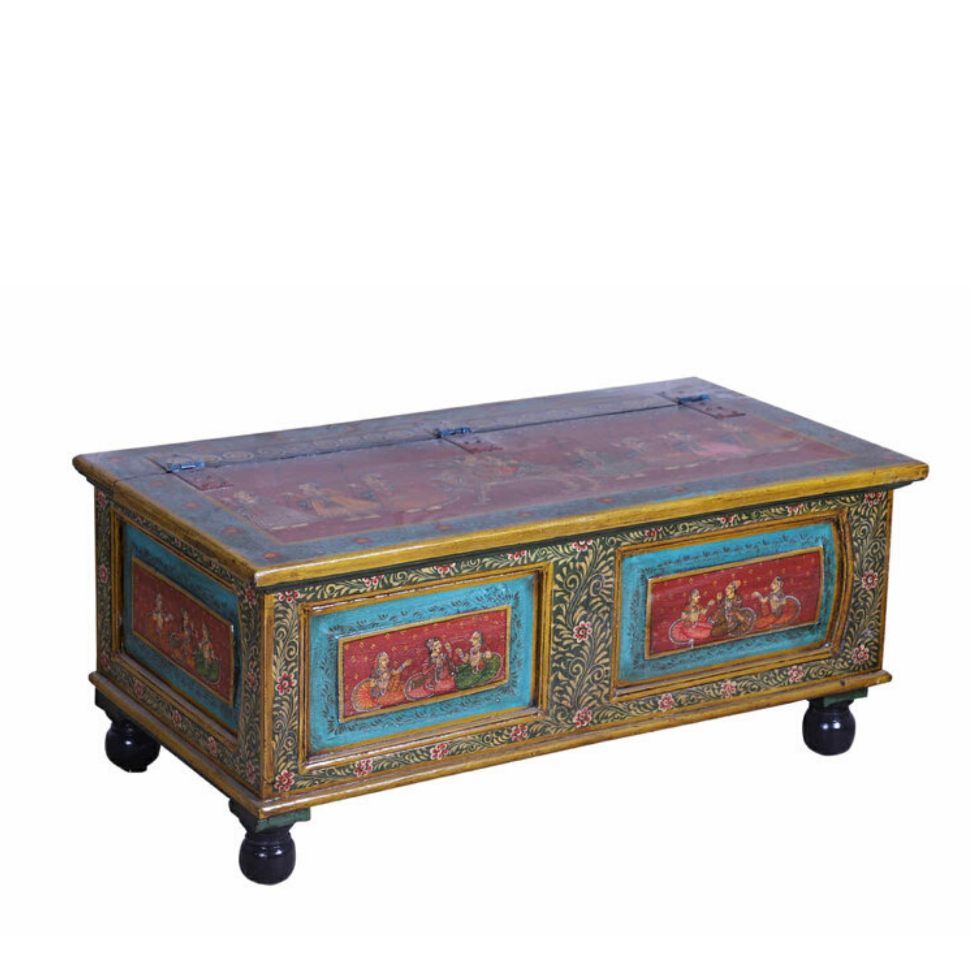 Rustic Boho Style Coffee Table with Storage