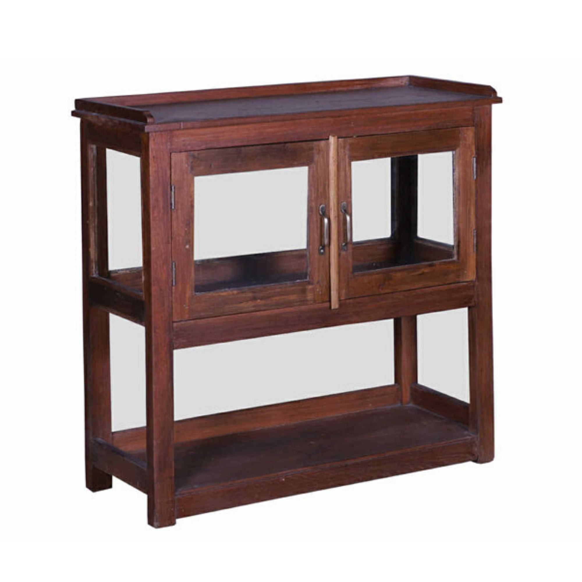 Distressed Wood Storage Cabinet with Glass