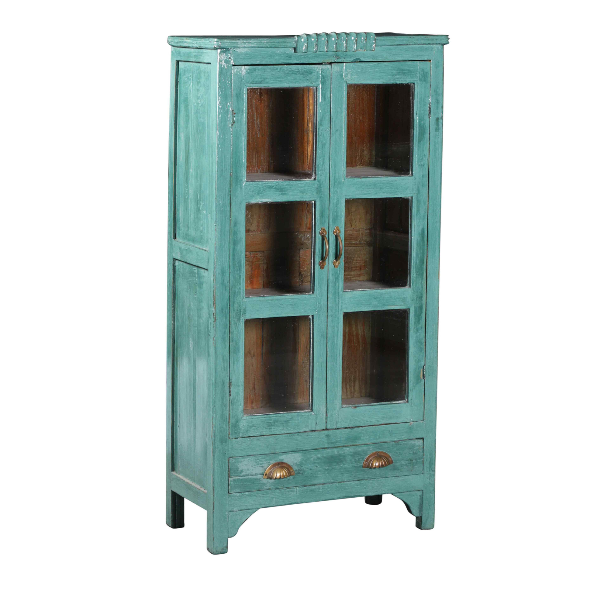Teal Cabinet with Glass