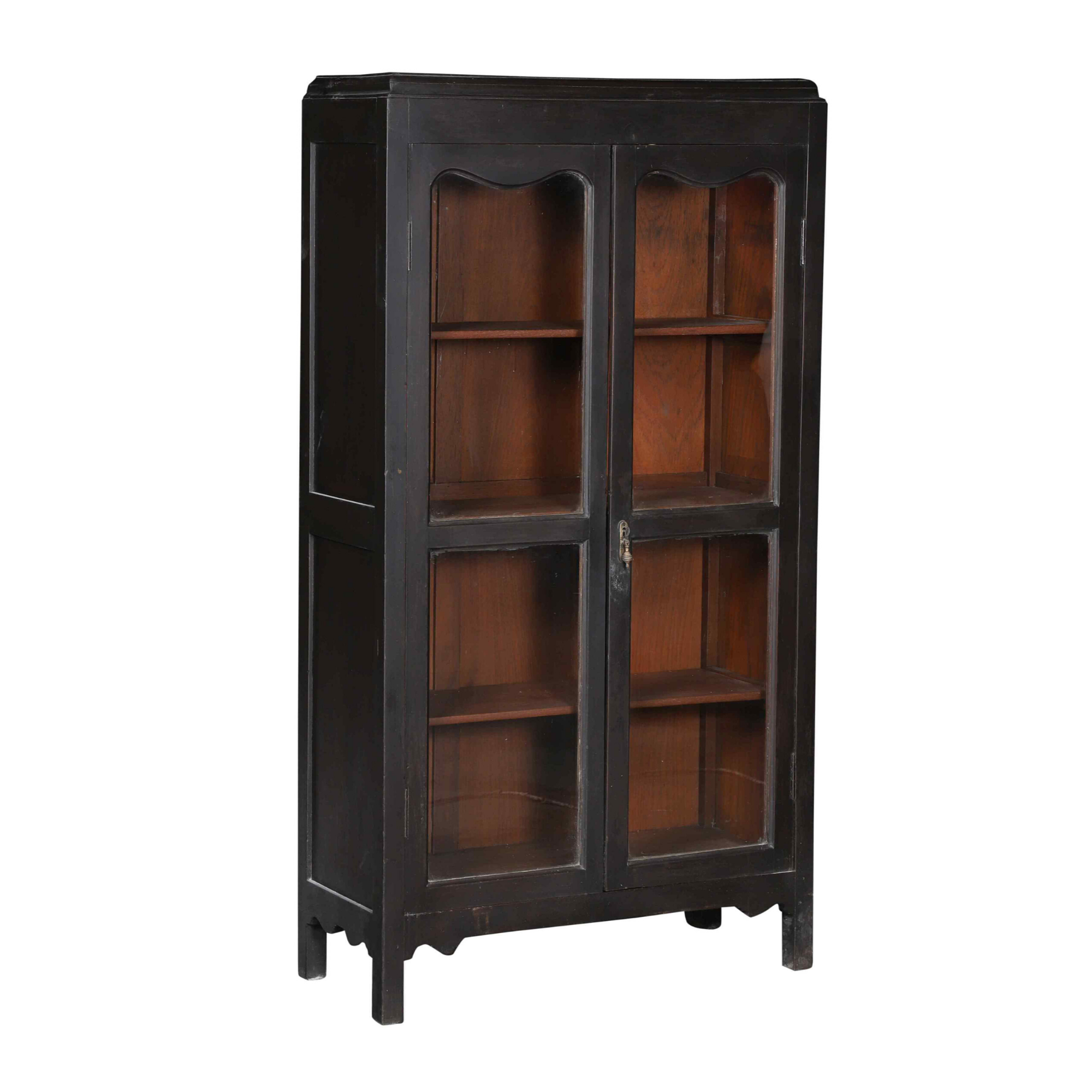 Distressed Dark Grey Storage and Display Cabinet with Shelves