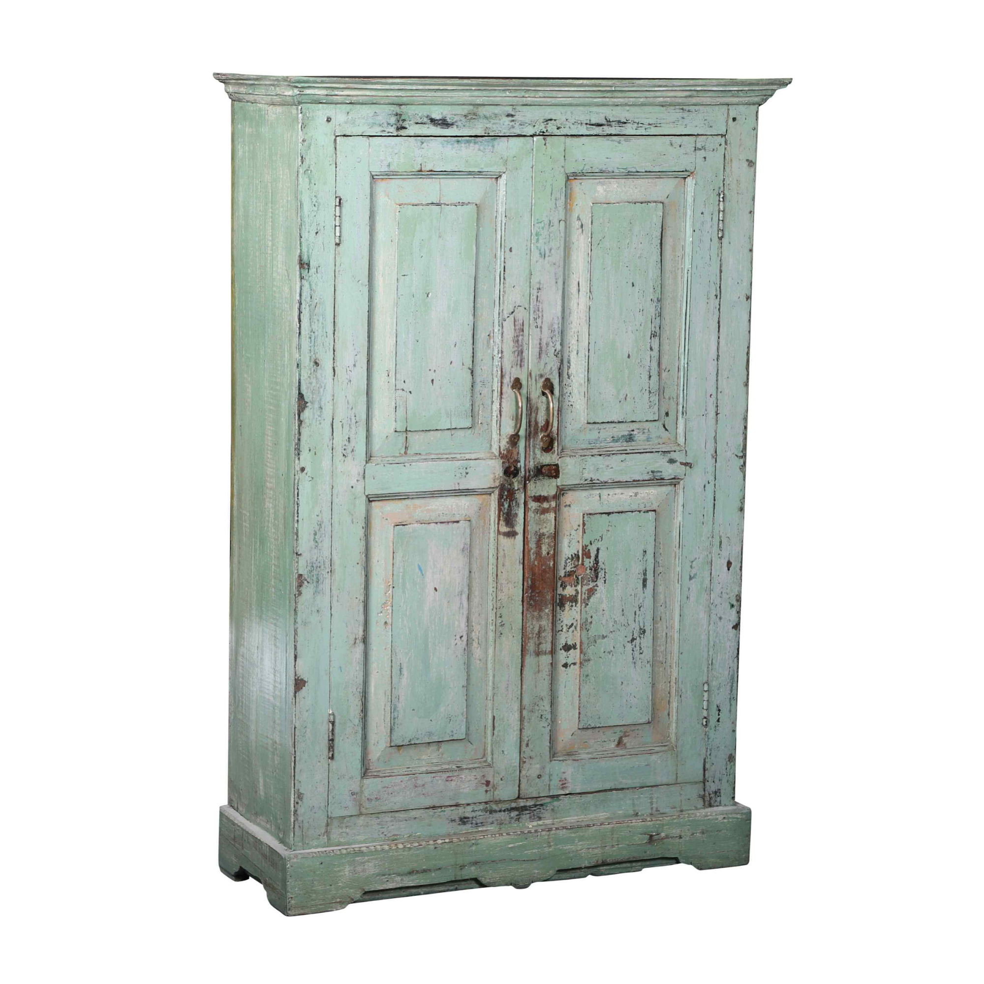 Distressed Light Blue Bohemian Storage Cabinet