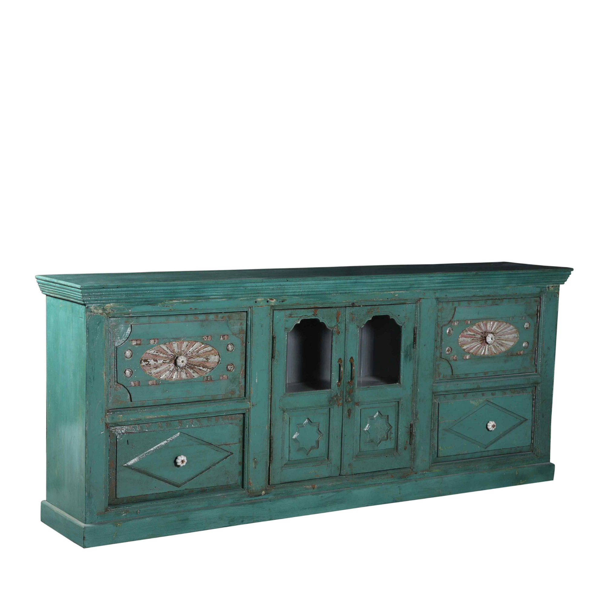 Teal Sideboard with Carvings