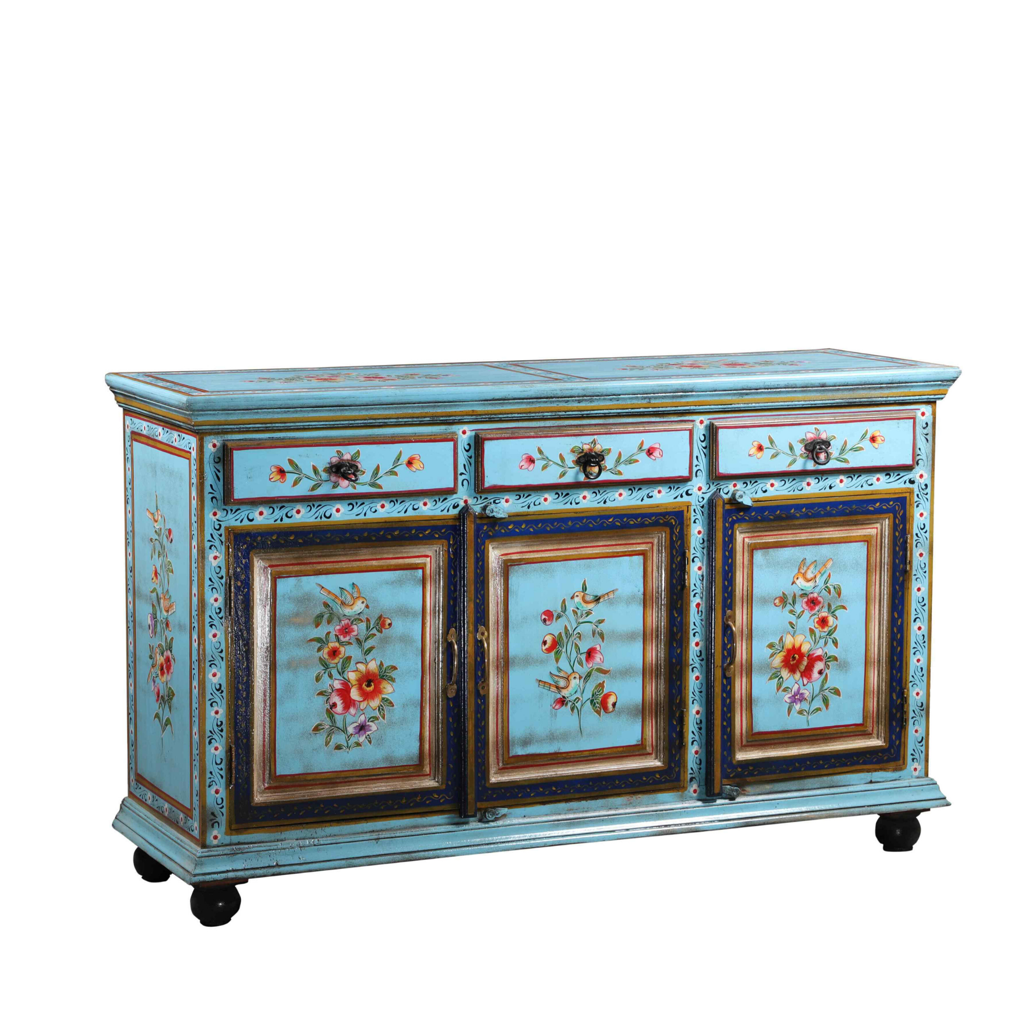 Hand-Painted Rajasthani Sideboard