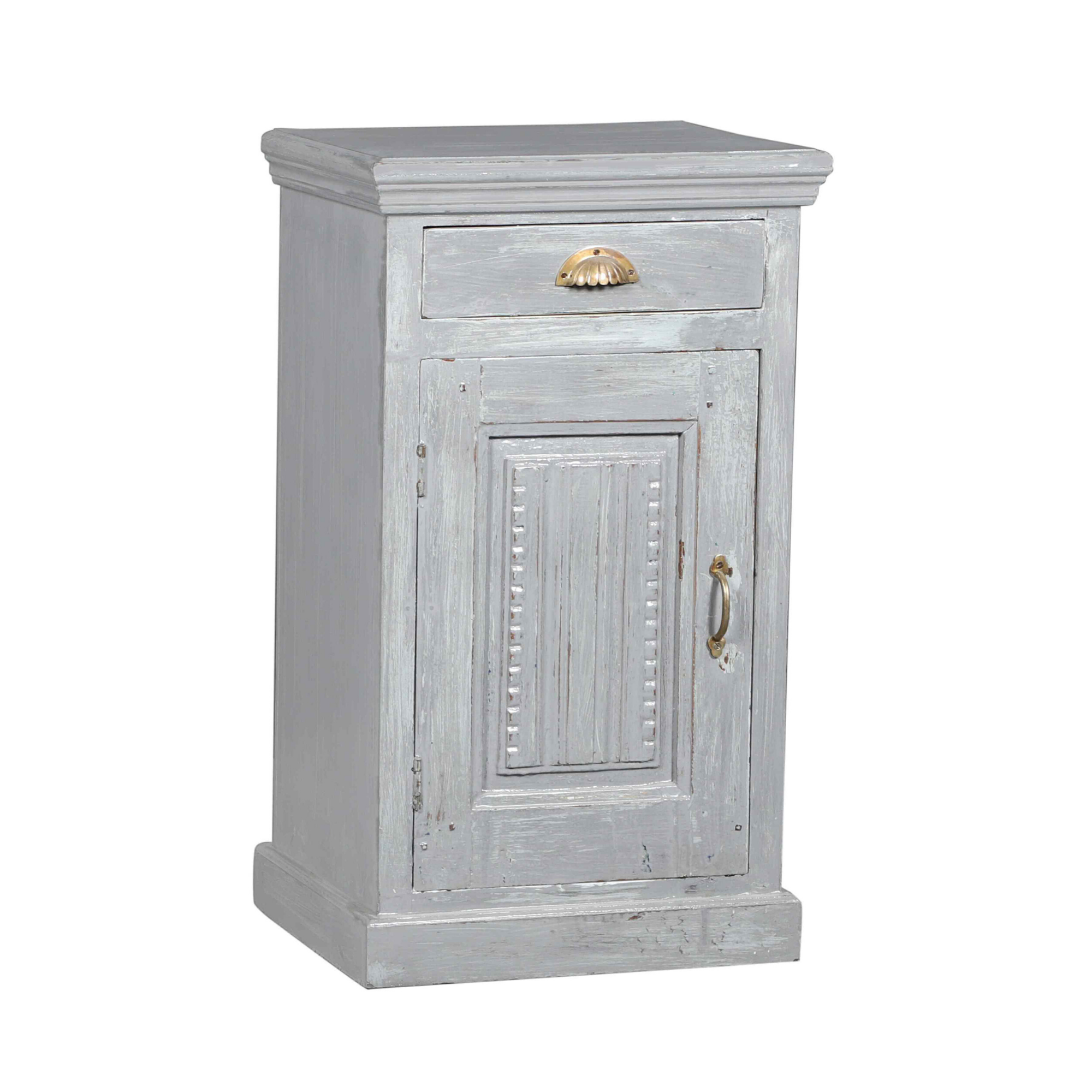Distressed Rustic Grey Bedside Storage Cabinet