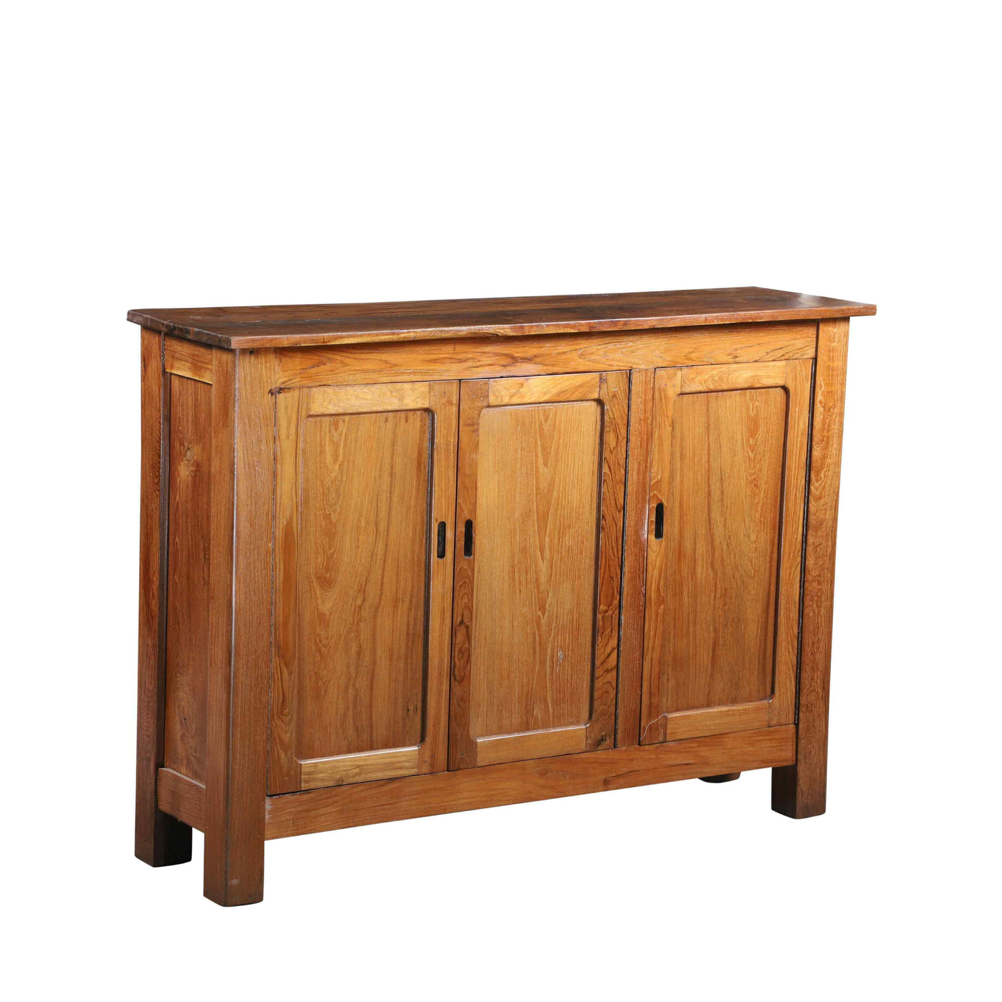 Rustic Light Wood Three-Door Sideboard TV Stand