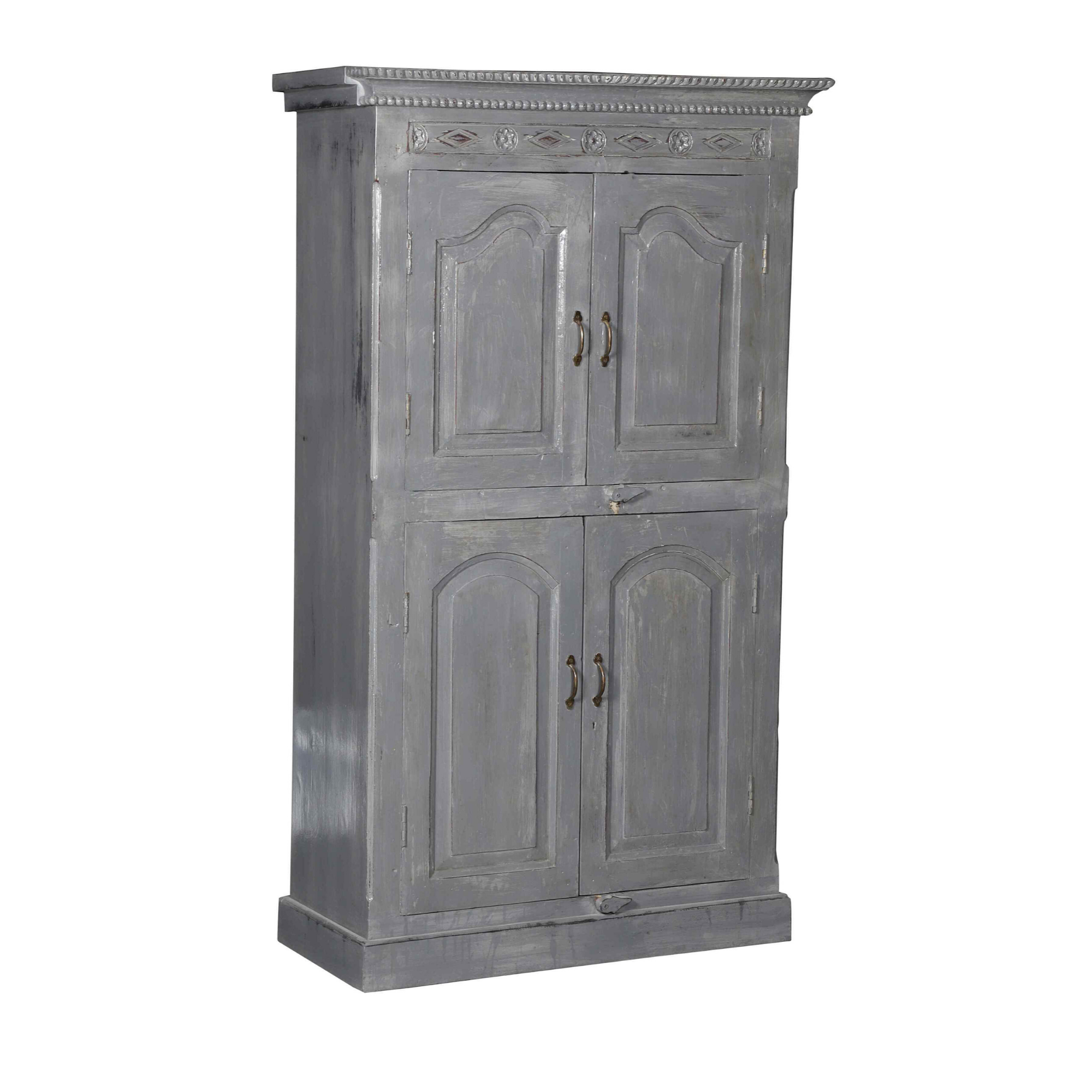 Large Distressed Grey Two Door Hutch for Storage