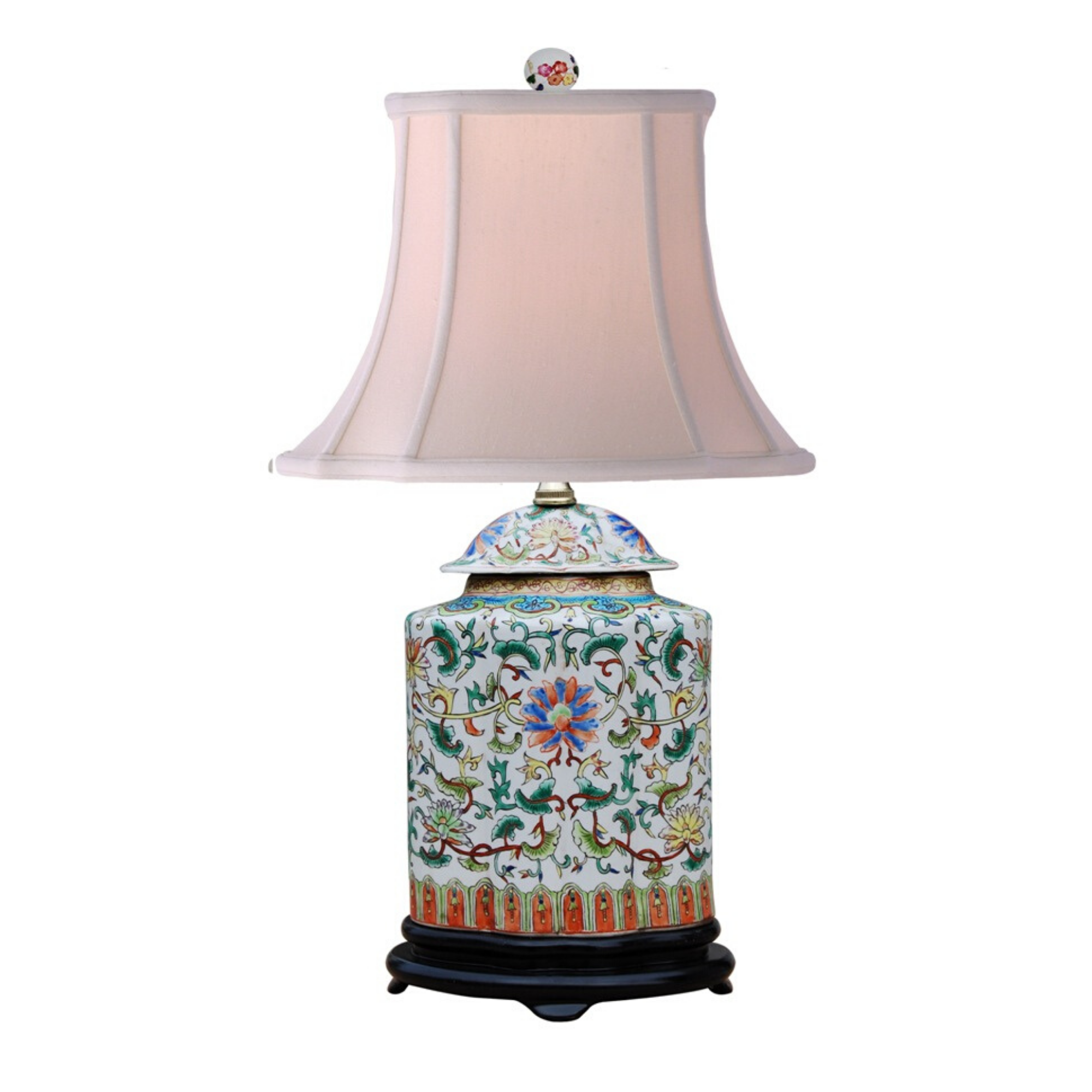 Multicolor Floral Porcelain Jar Lamp