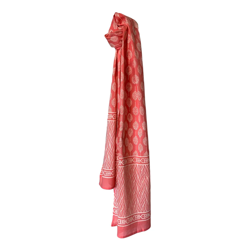 Square Scarf in a Coral Print - Artichoke - FREE DELIVERY UK