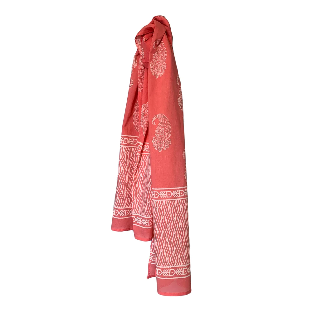 Coral Block-Print Scarf | Asia West