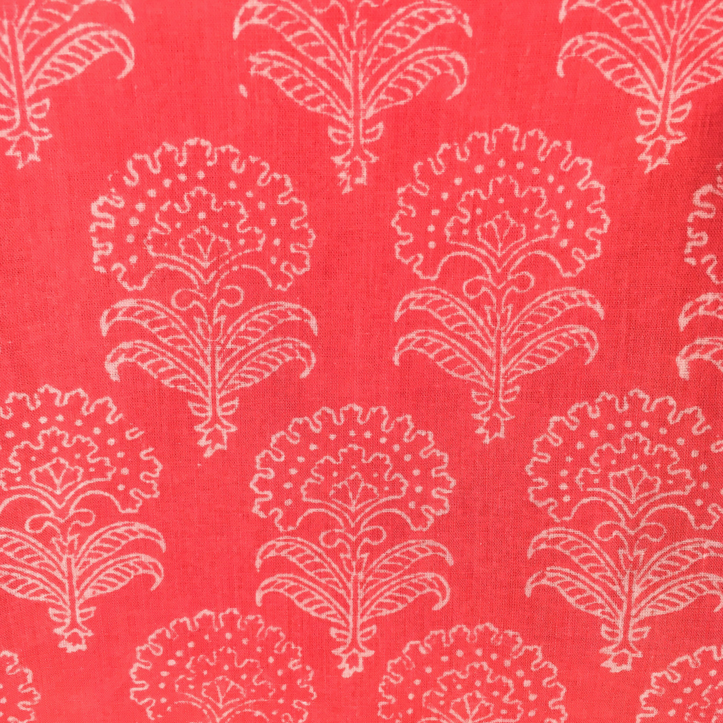 Coral Flower Block Printed Fabric