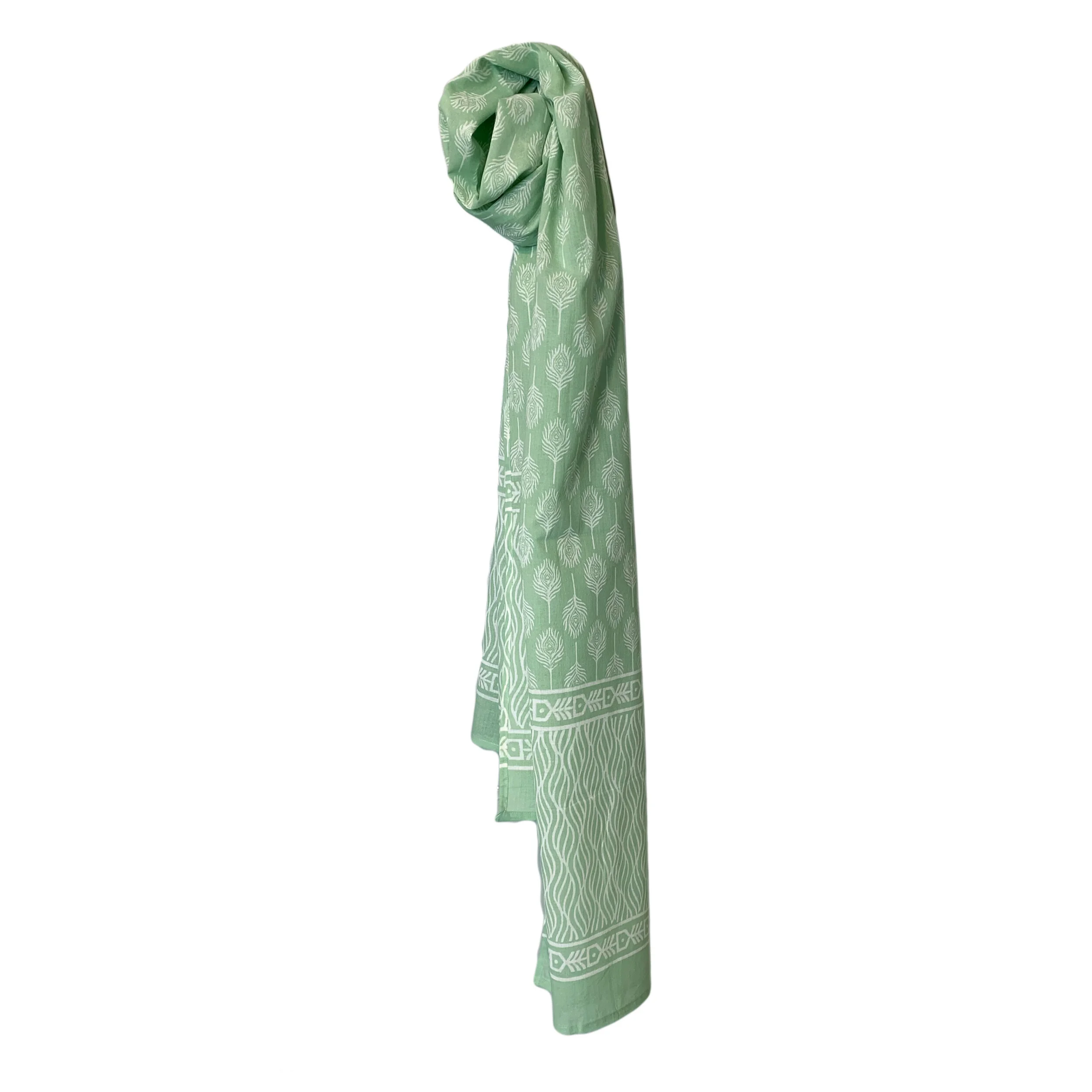Celery Block-Print Scarf