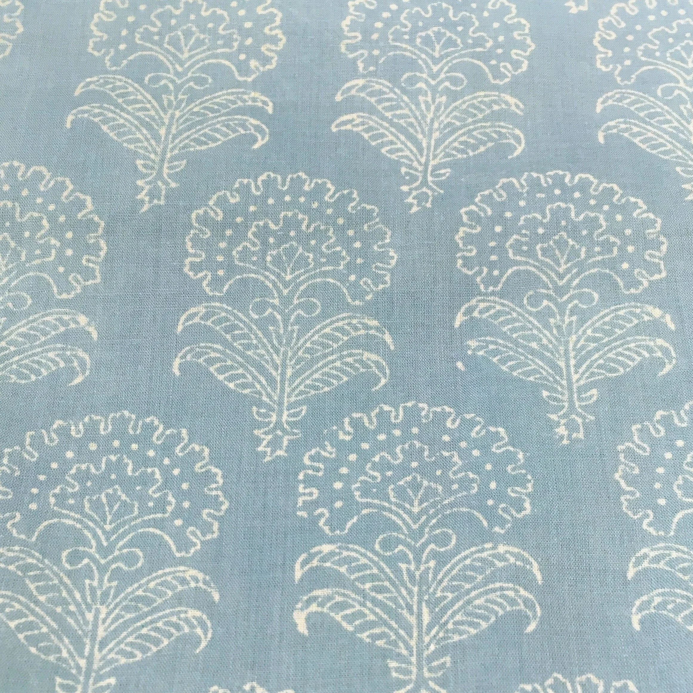 Baby Blue Flower Block Printed Fabric