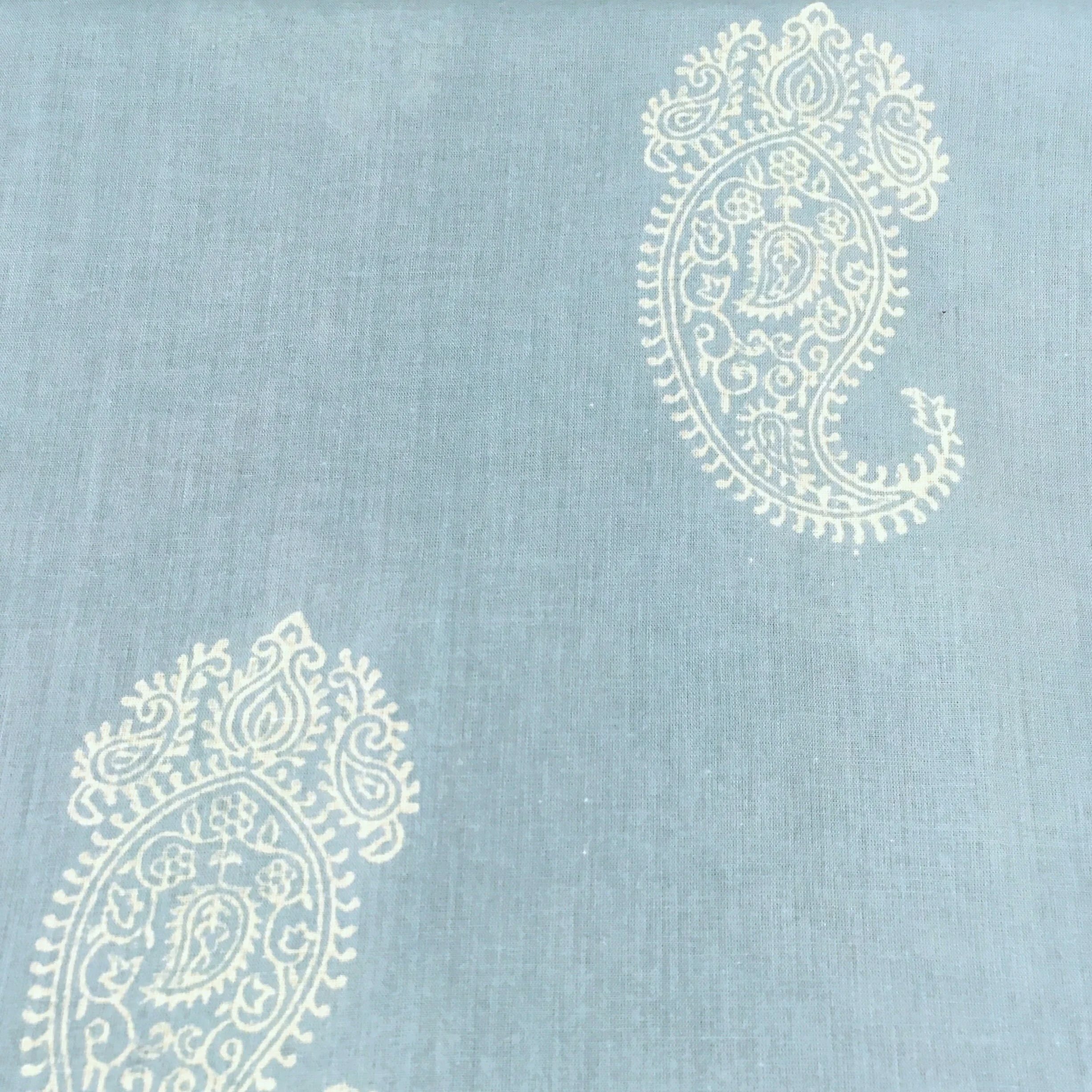Baby Blue Paisley Block Printed Fabric