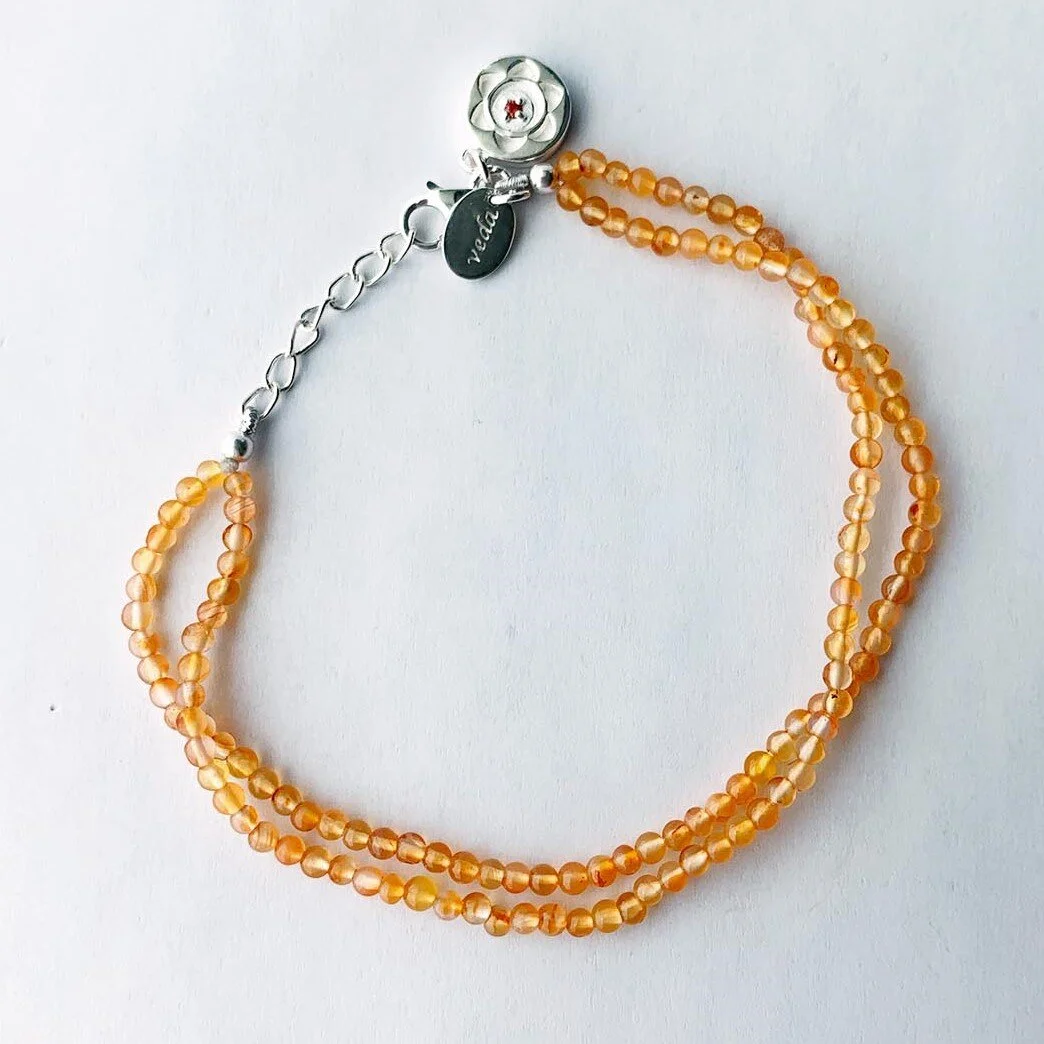 Veda Collection: Carnelian & Charm; Sacral Chakra Bracelet