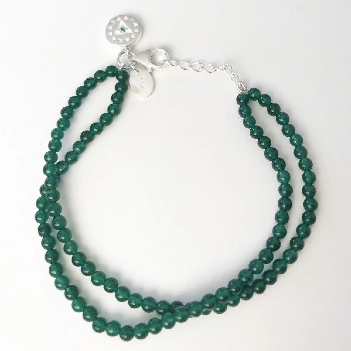 Veda Collection: Emerald & Charm; Heart Chakra Bracelet
