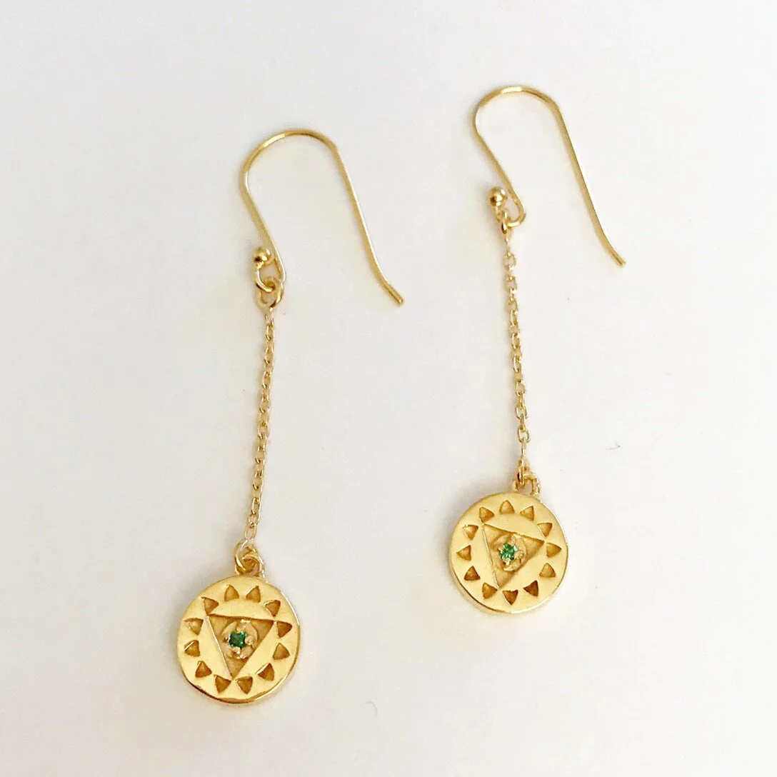 Veda Collection: Heart Chakra Chain Earrings