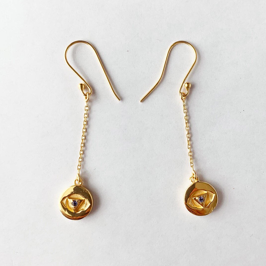 Veda Collection: Third Eye Chakra Chain Earrings