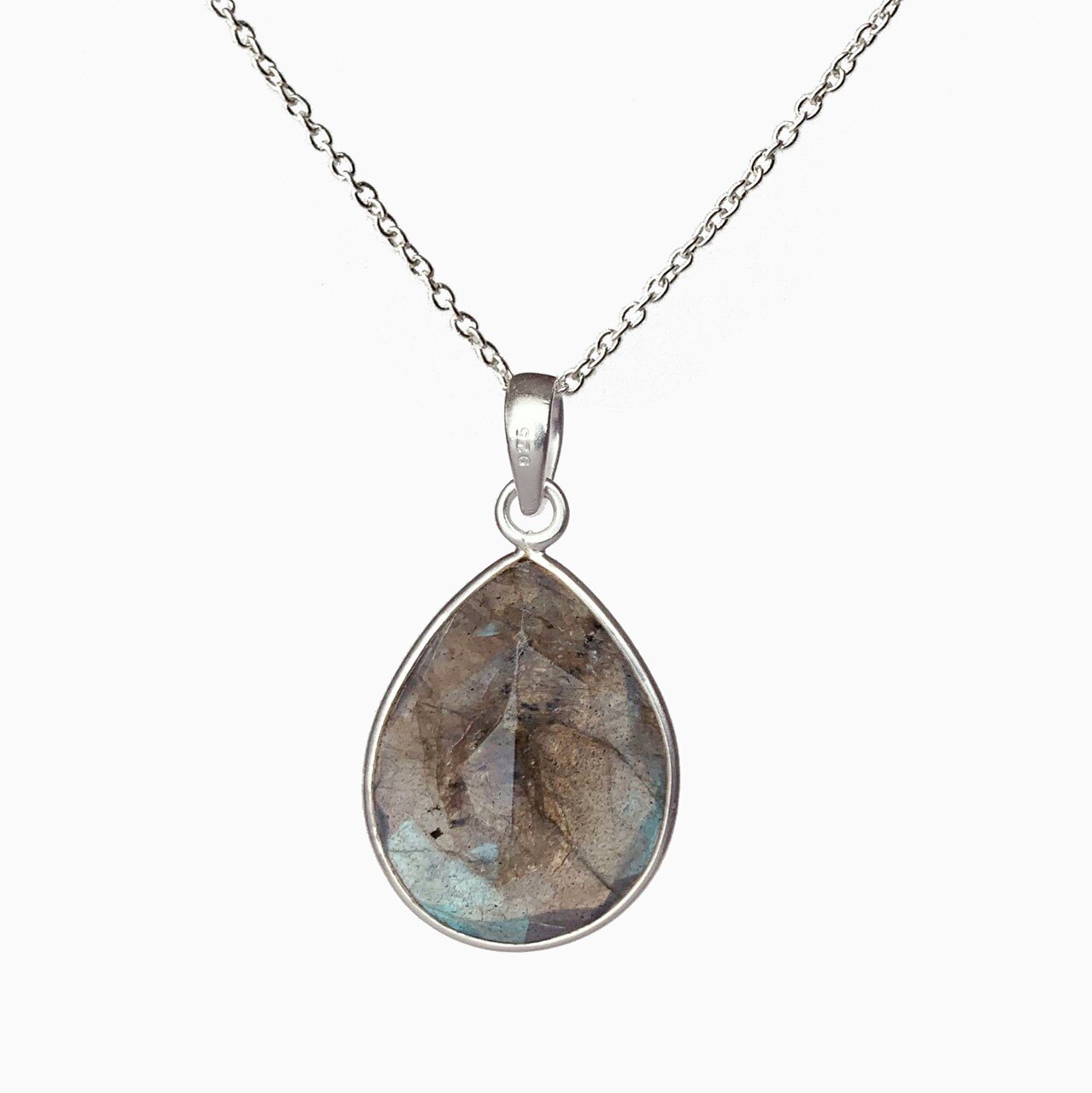 Veda Collection: Large Labradorite Pendant Necklace