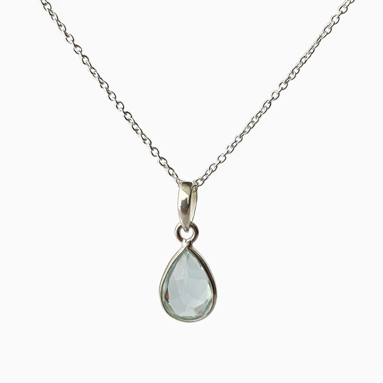 Veda Collection: Medium Blue Topaz Pendant Necklace