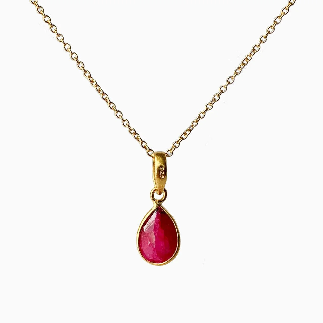 Veda Collection: Medium Ruby Pendant Necklace