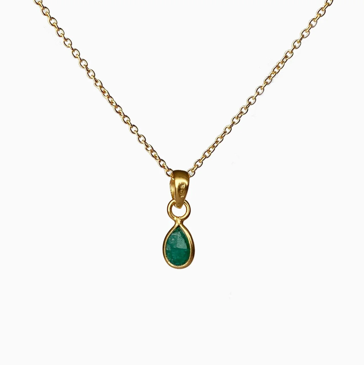 Veda Collection: Small Emerald Pendant Necklace