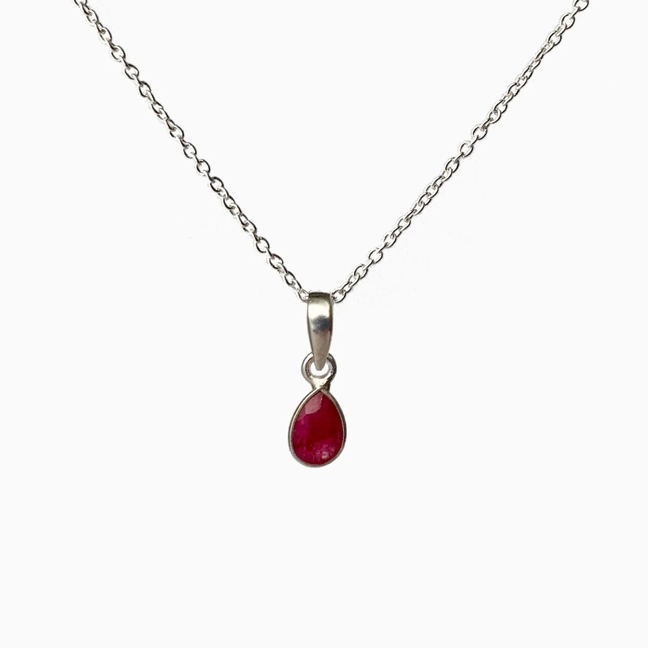 Veda Collection: Small Ruby Pendant Necklace