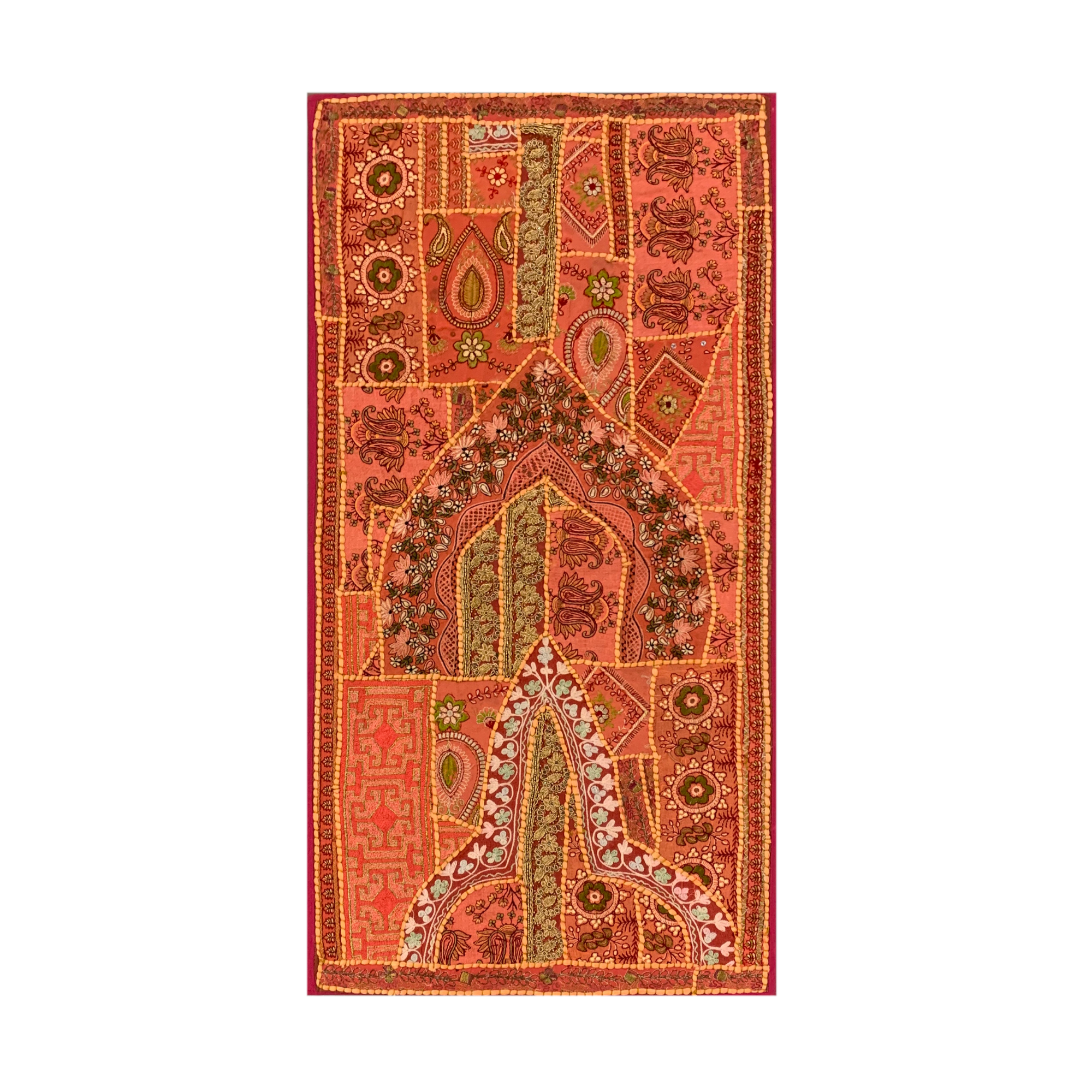 Pink &amp; Orange Mounted Indian Textile