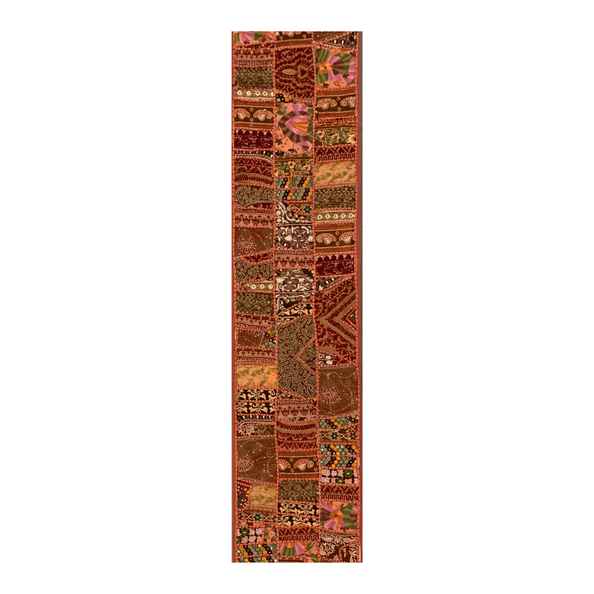 Burgundy Mounted Indian Textile