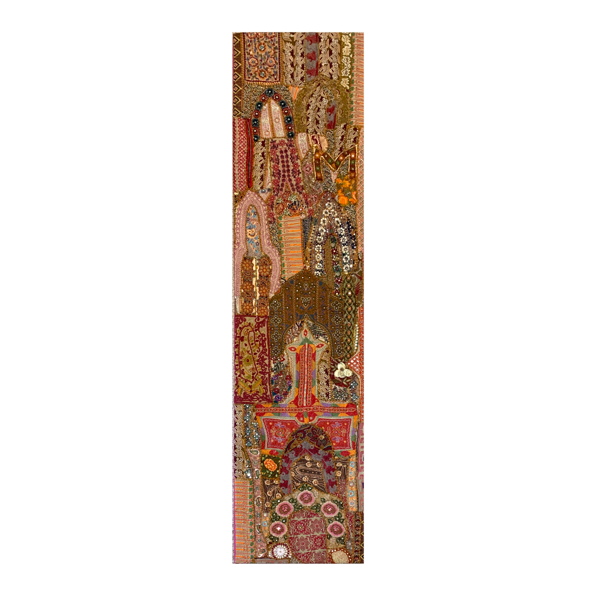 Burgundy Mounted Indian Textile