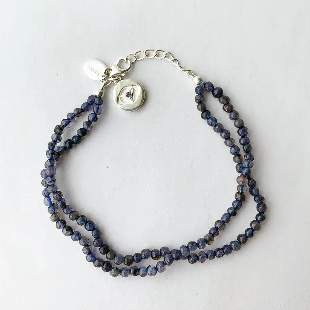 Veda Collection: Iolite & Charm; Third Eye Chakra Bracelet