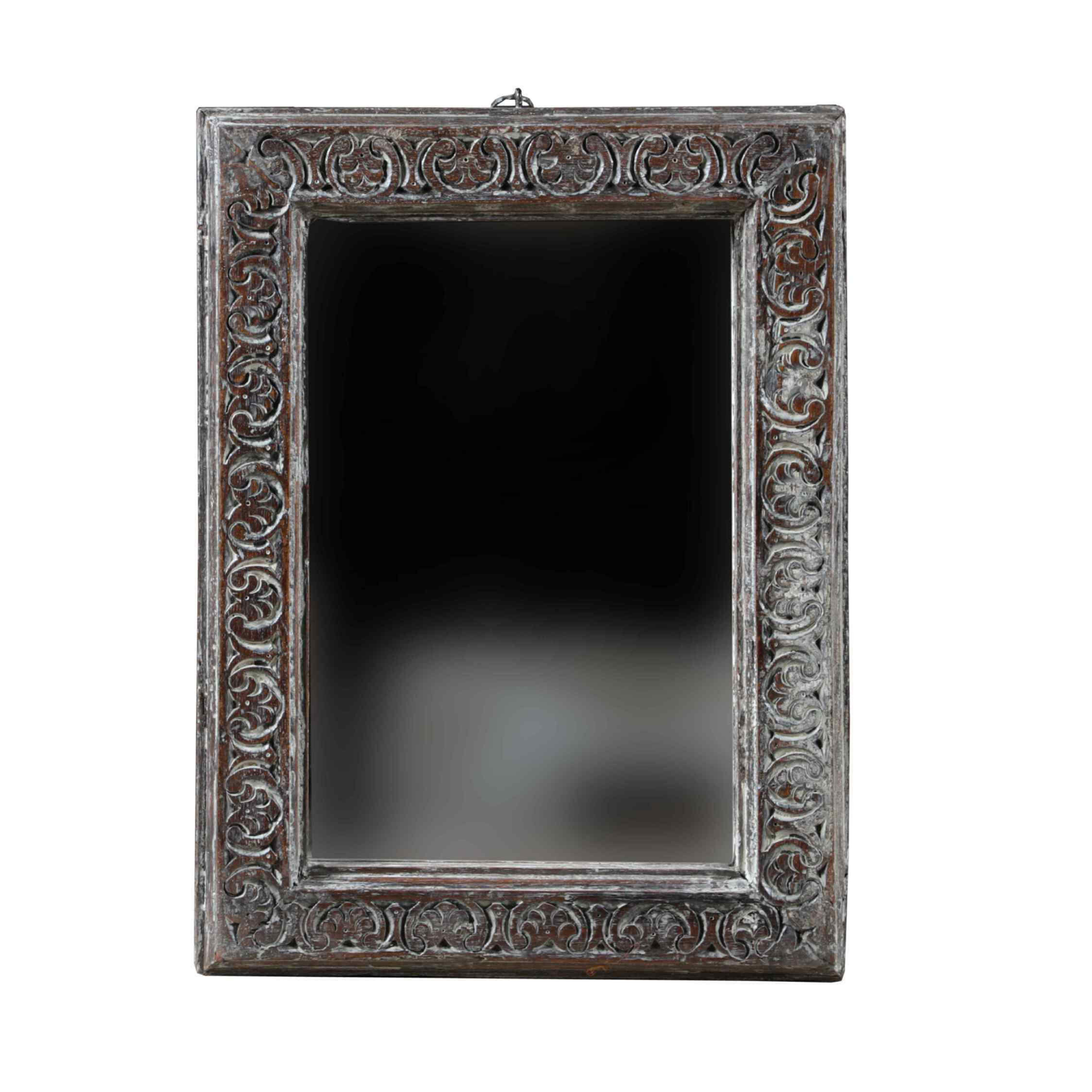 Whitewashed Carved Mirror