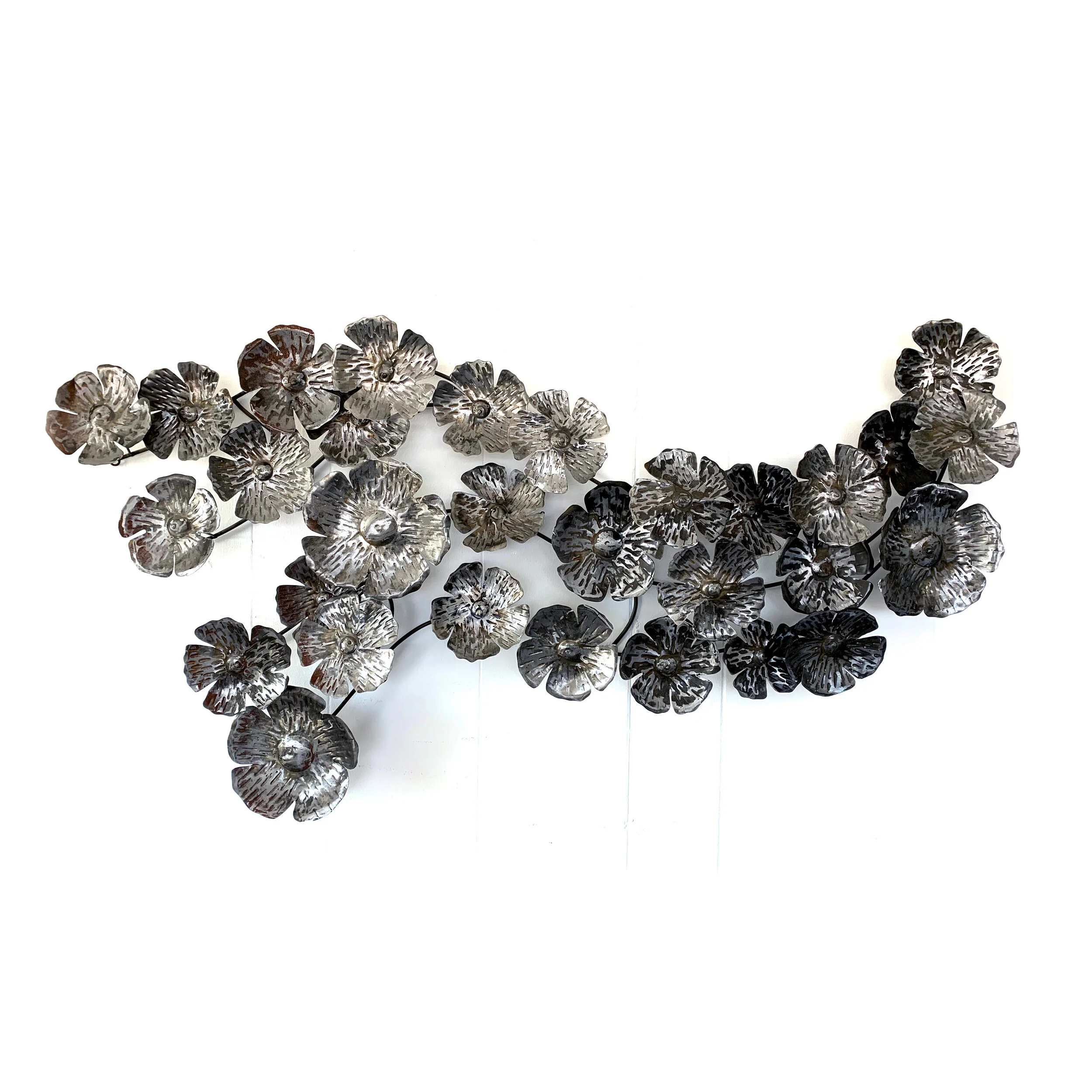 Modern Metal Flowers Wall Sculpture