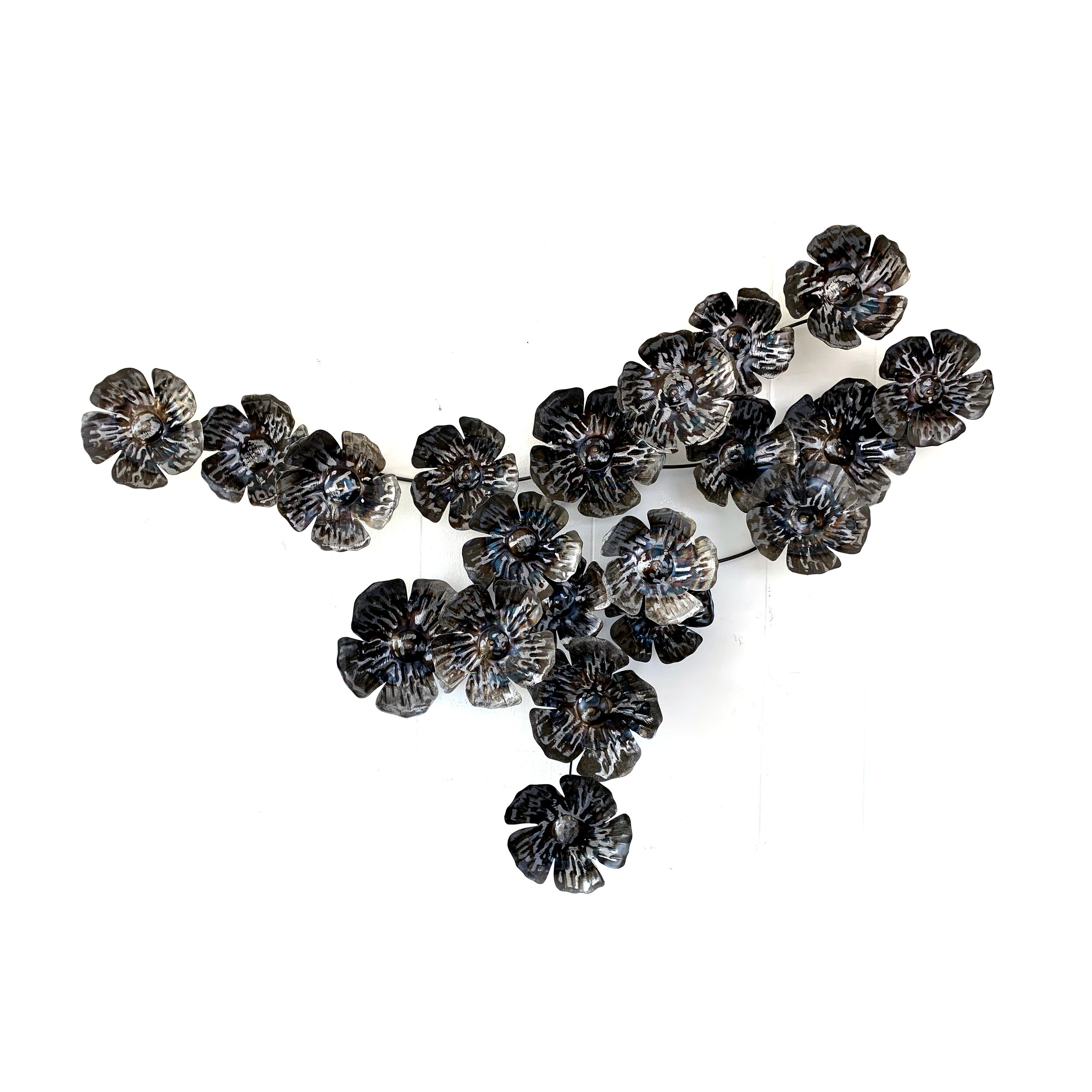 Small Poppy Flowers Metal Wall Sculpture