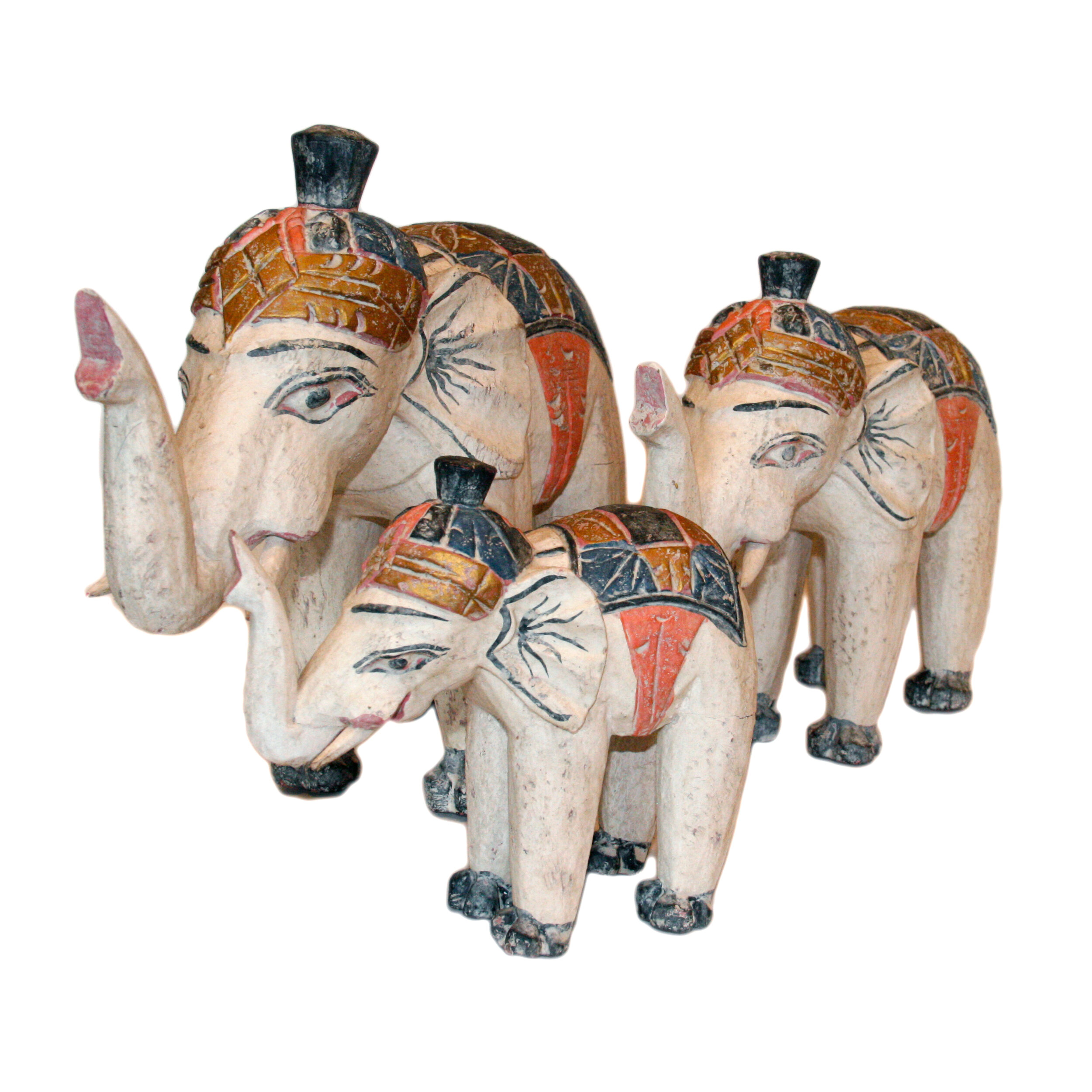 SET OF 3: Wooden Elephants