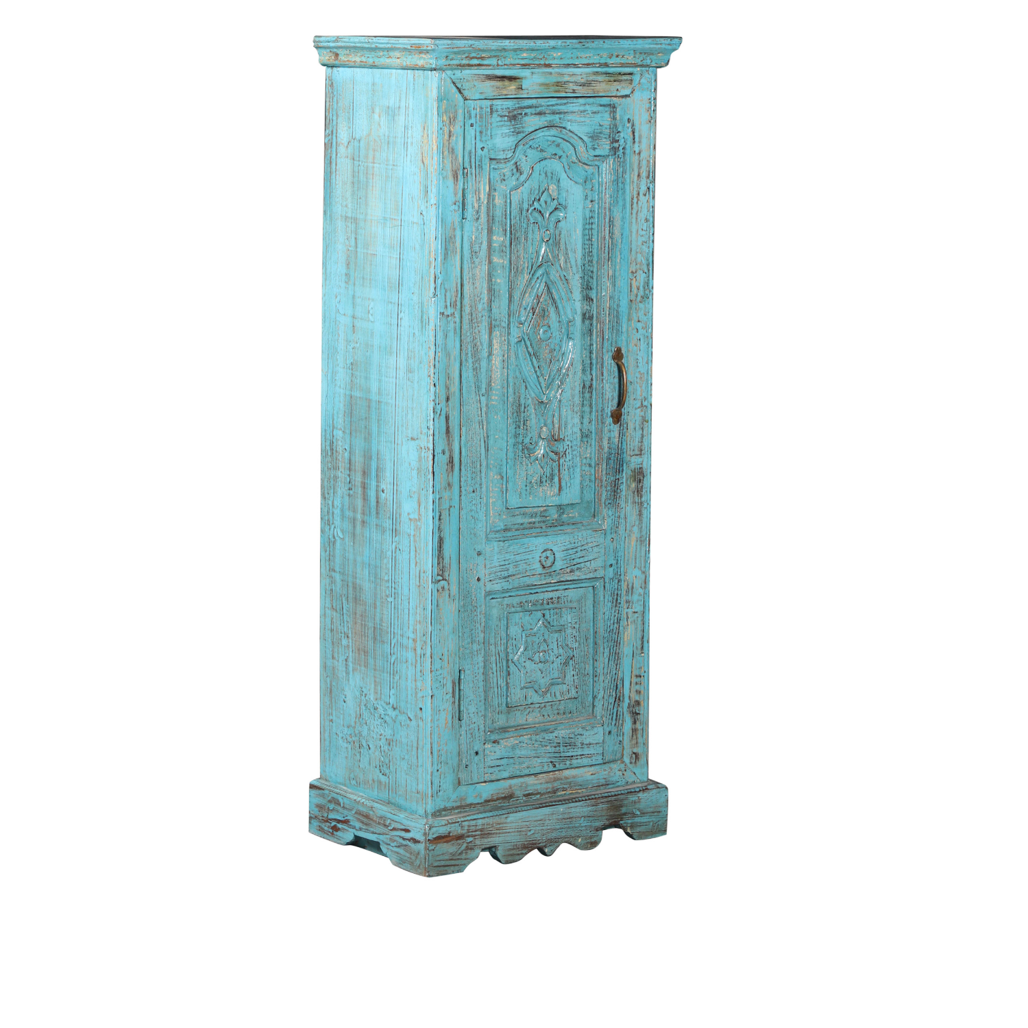 Narrow Distressed Blue Cabinet