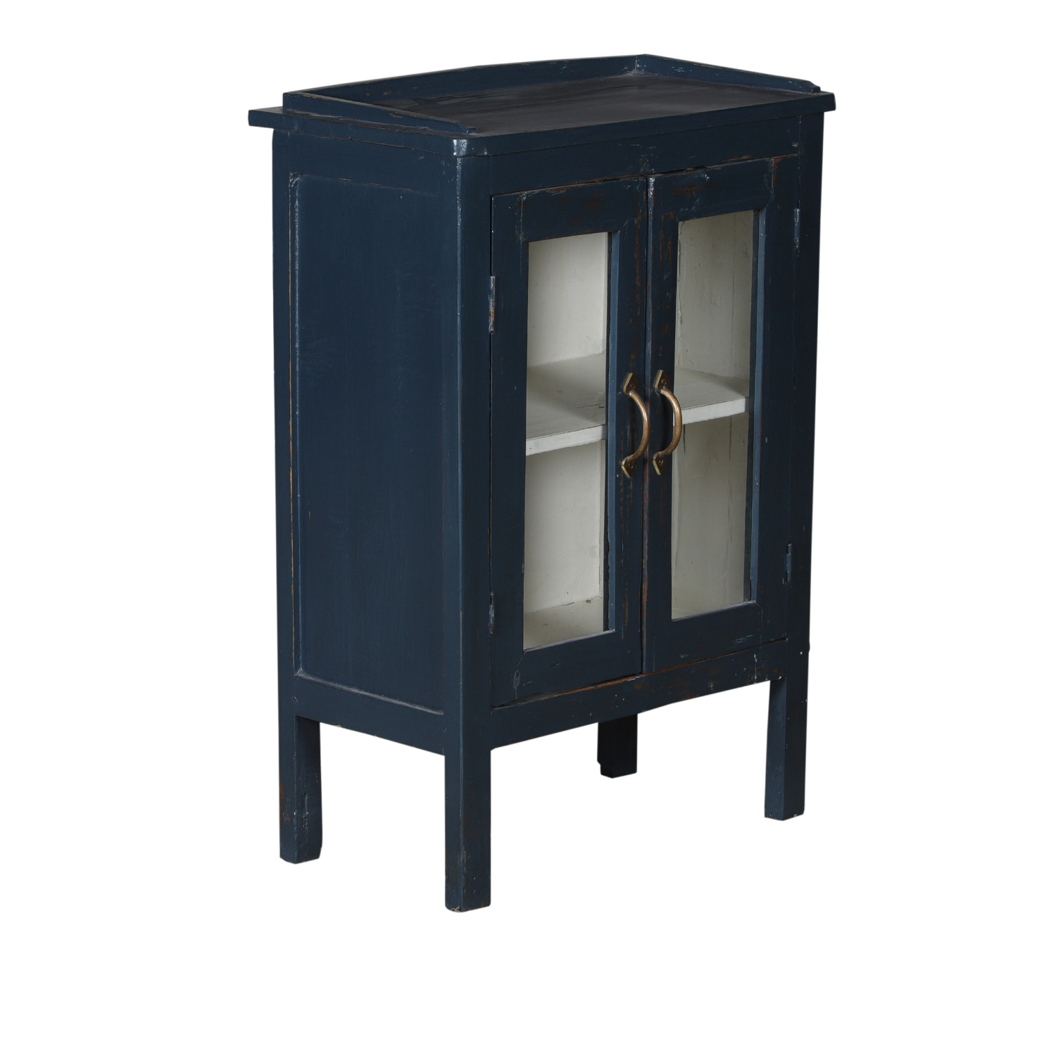 Small Blue Cabinet with Glass
