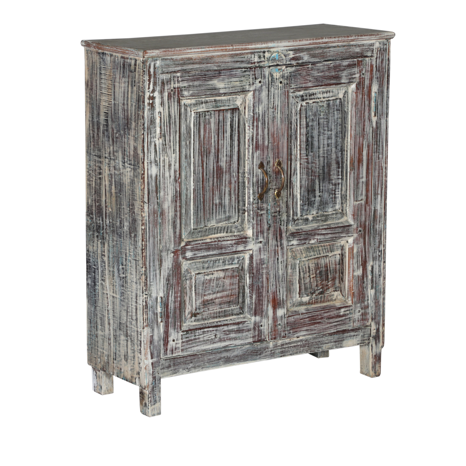 Whitewashed Distressed Cabinet