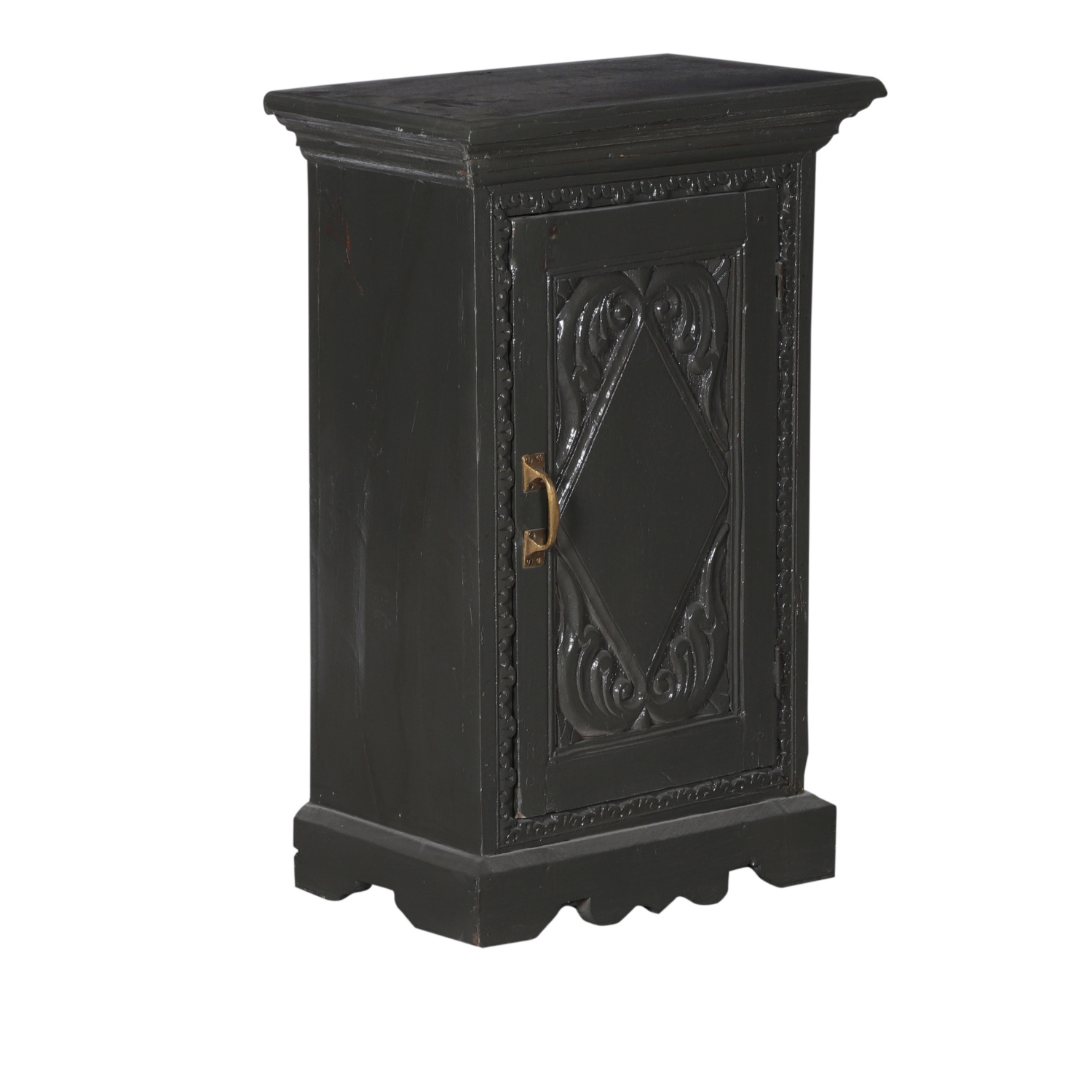 Grey Carved Bedside Table